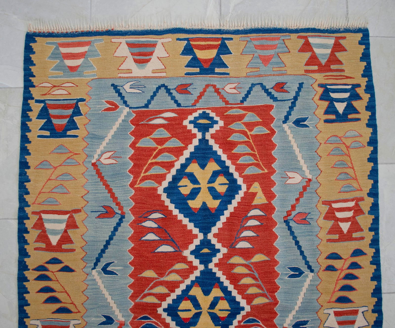 Turkish Hand Woven Kilim Rug. Flat Weave Wool Oushak Area Rug- 3"²7"³ X 5"²7"³ - 8