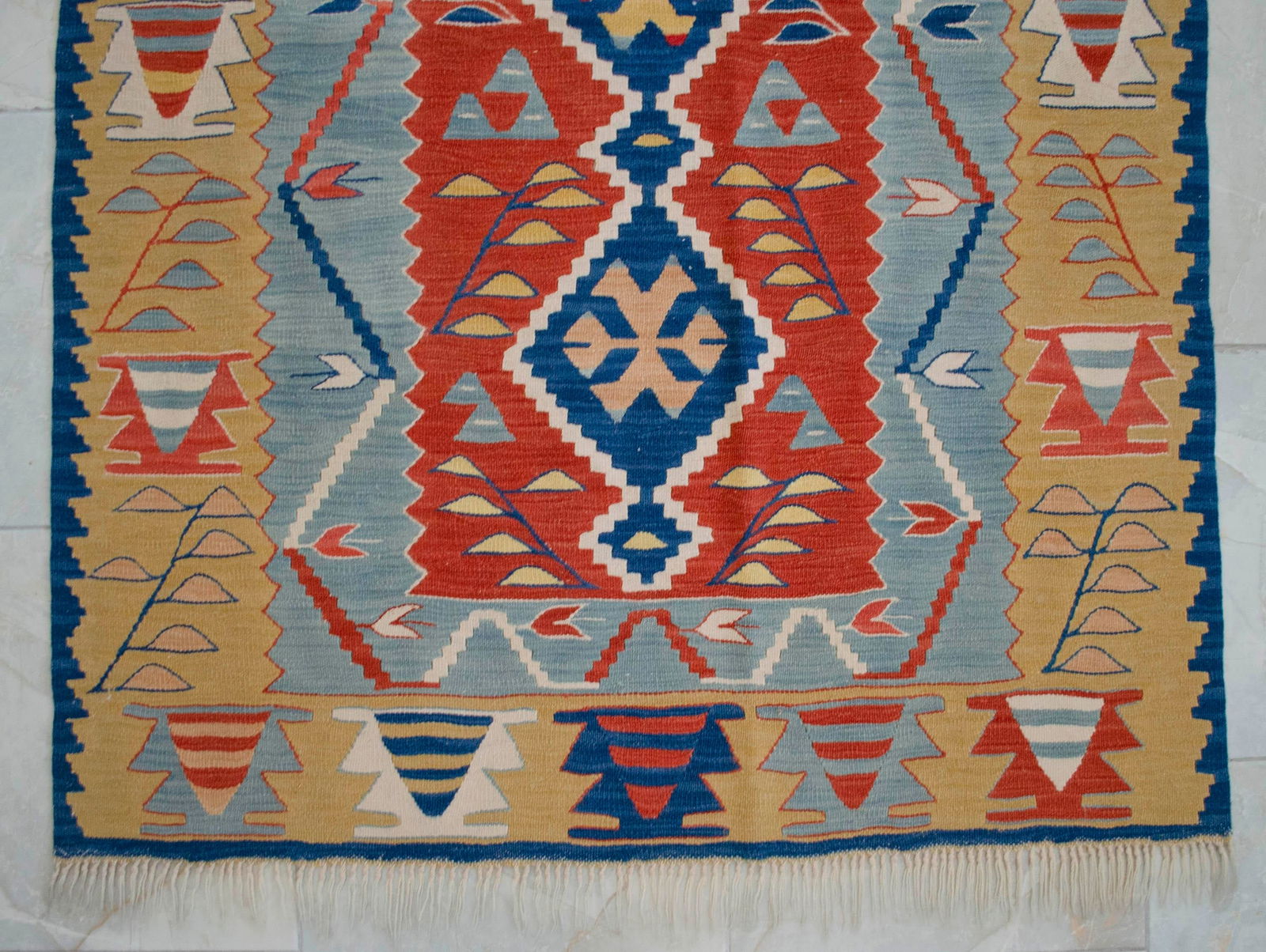 Turkish Hand Woven Kilim Rug. Flat Weave Wool Oushak Area Rug- 3"²7"³ X 5"²7"³ - 9