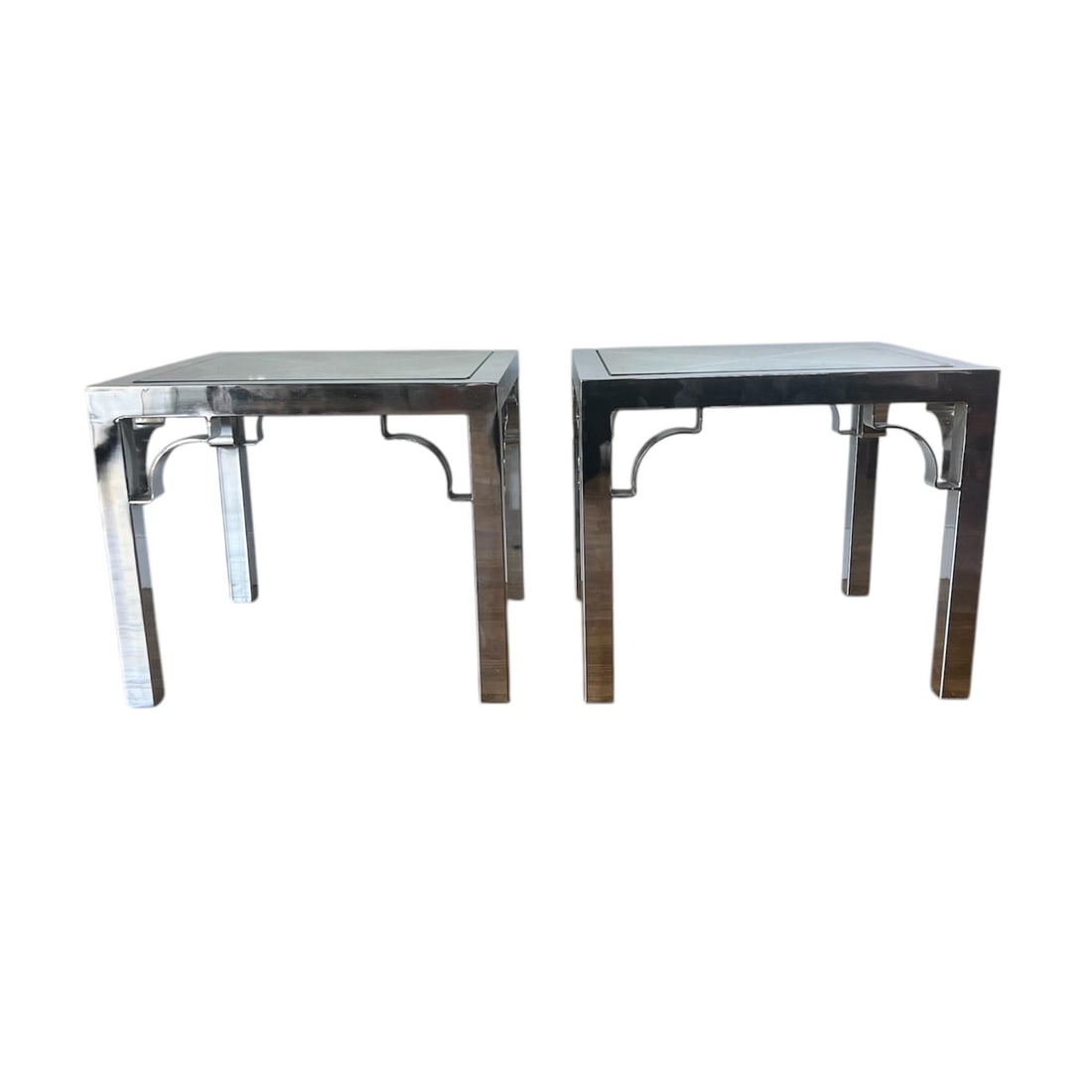 70s Chrome & Glass Parsons Tables, a Pair - 6
