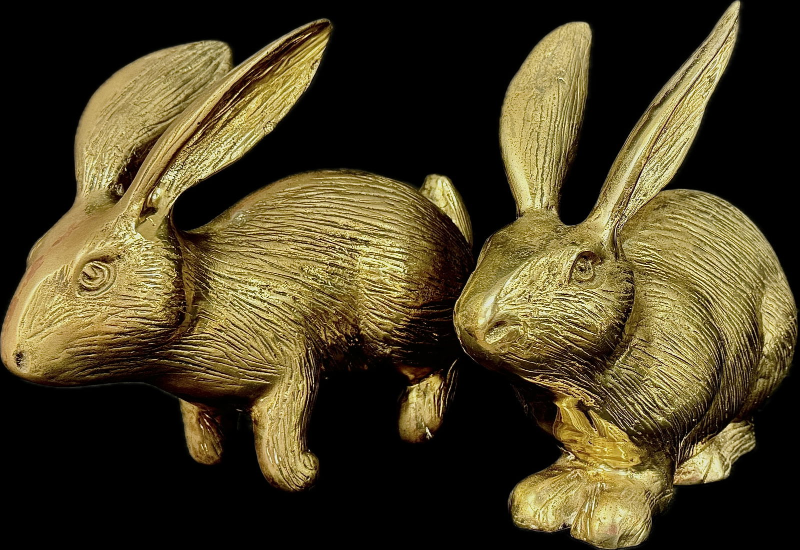 Pair of Vintage Large Brass Long Eared Bunny Rabbits - 2