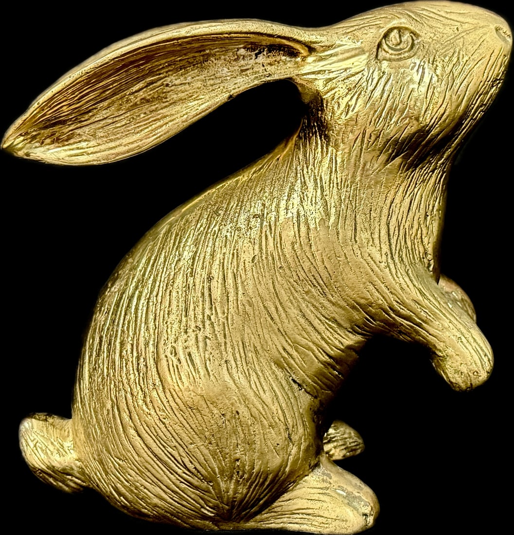 Pair of Vintage Large Brass Long Eared Bunny Rabbits - 5