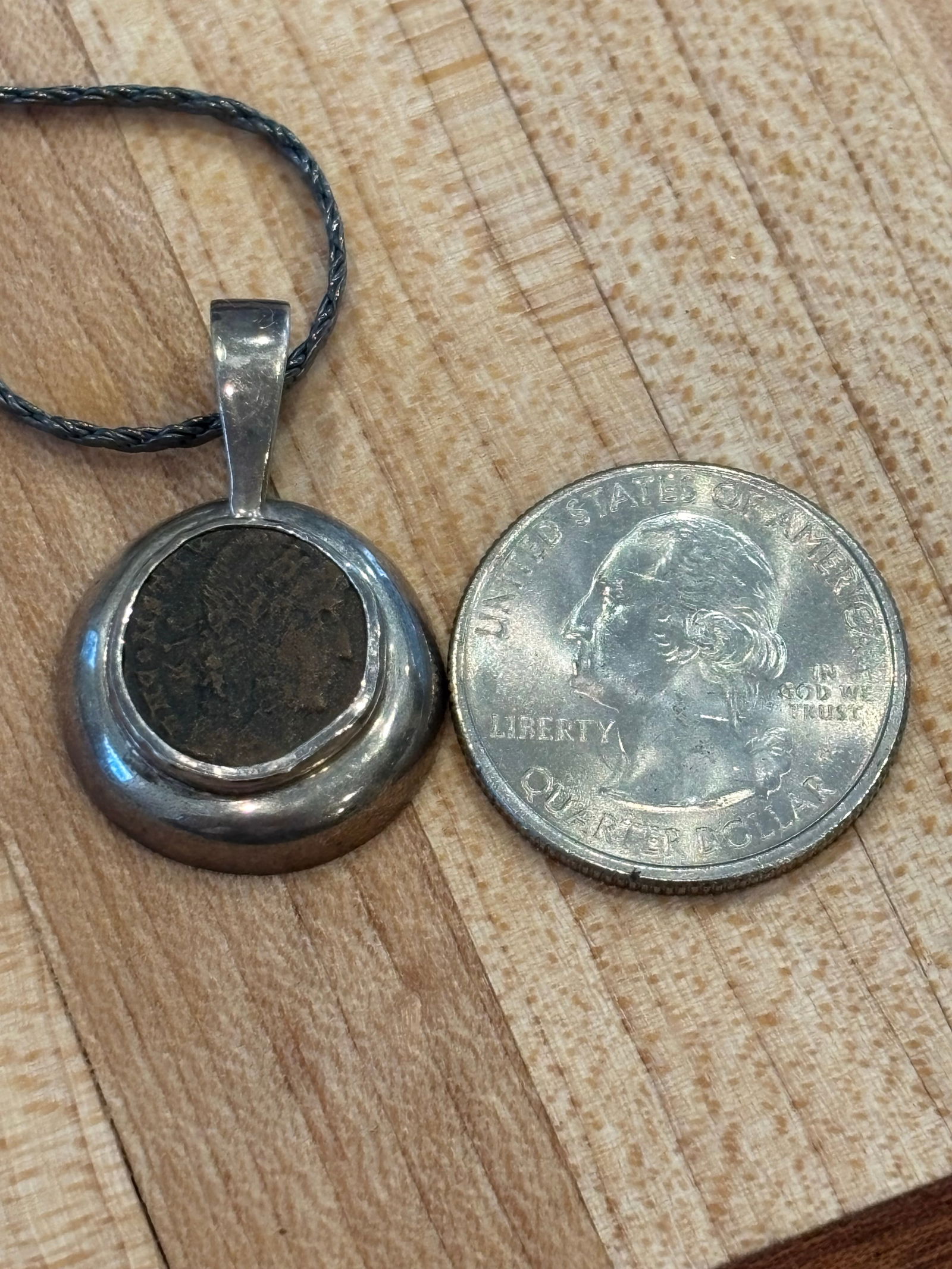 Antique Pendant With Coin of Emporer Constantine II W Sterling Silver - 3