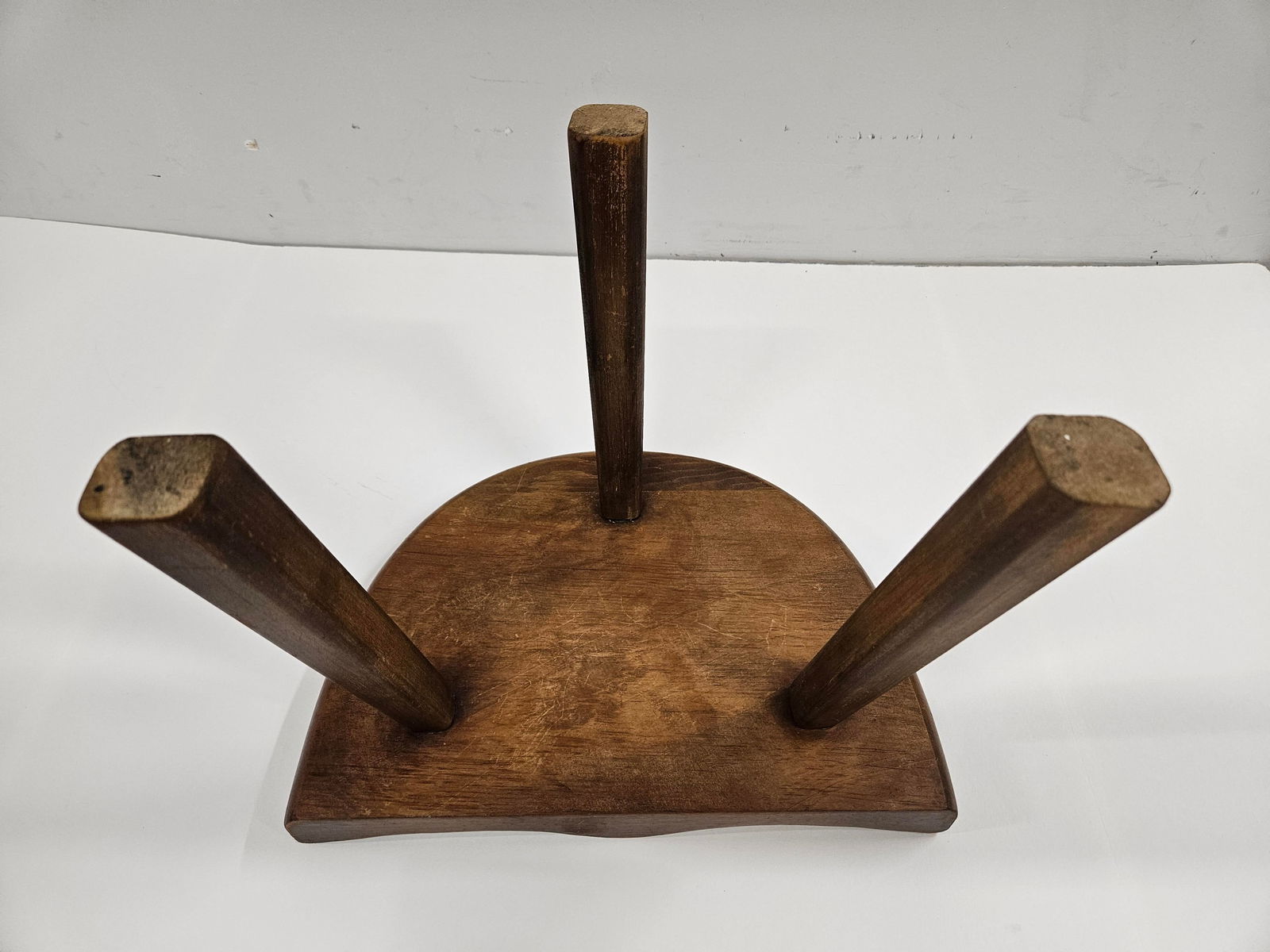 Antique Tripod Three-Legged Wooden Milking Stool - 9