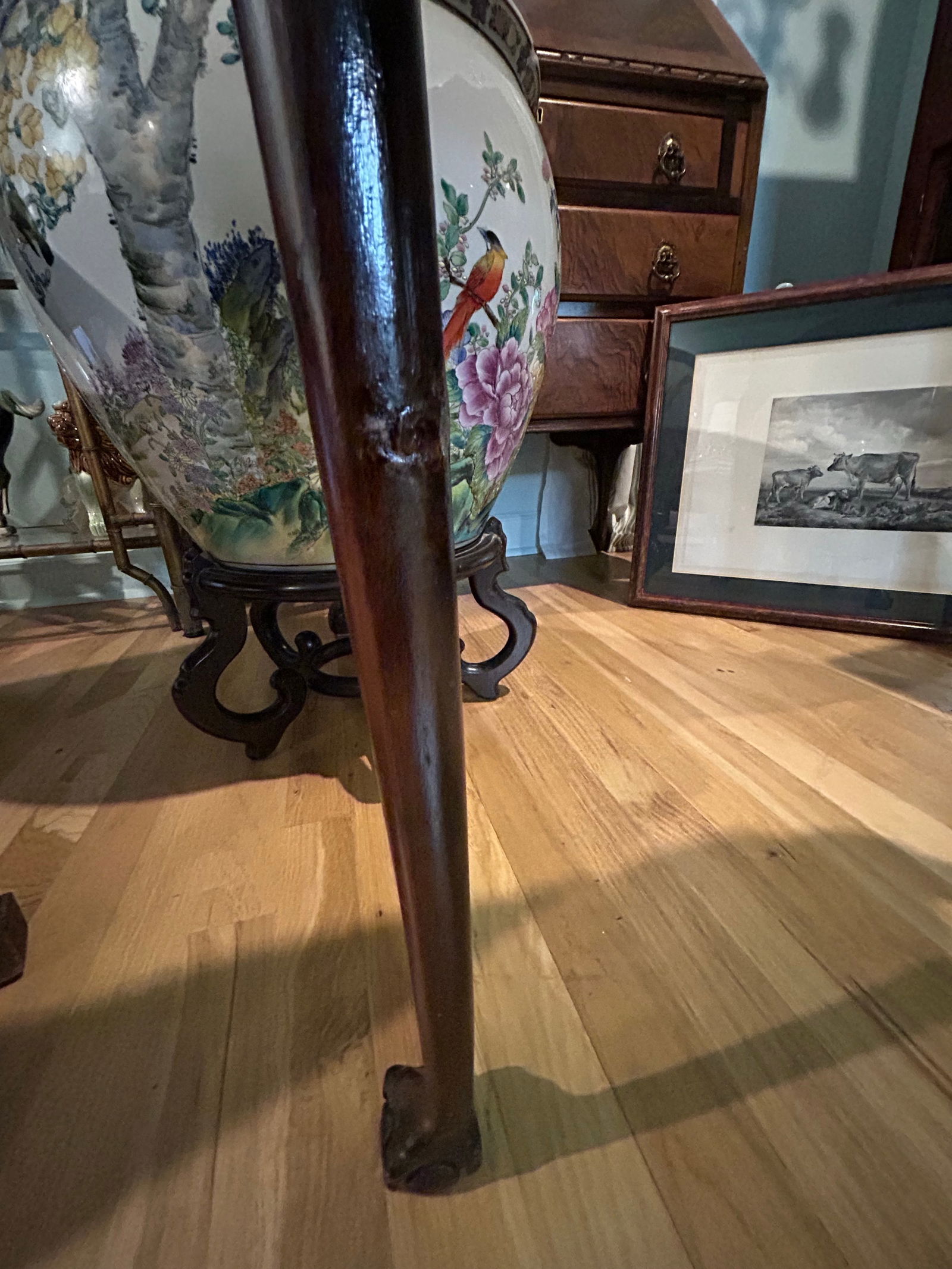 Early to Mid 20th Century Square Mahogany Chippendale Ball and Claw Foot Table With Leather Top and - 11