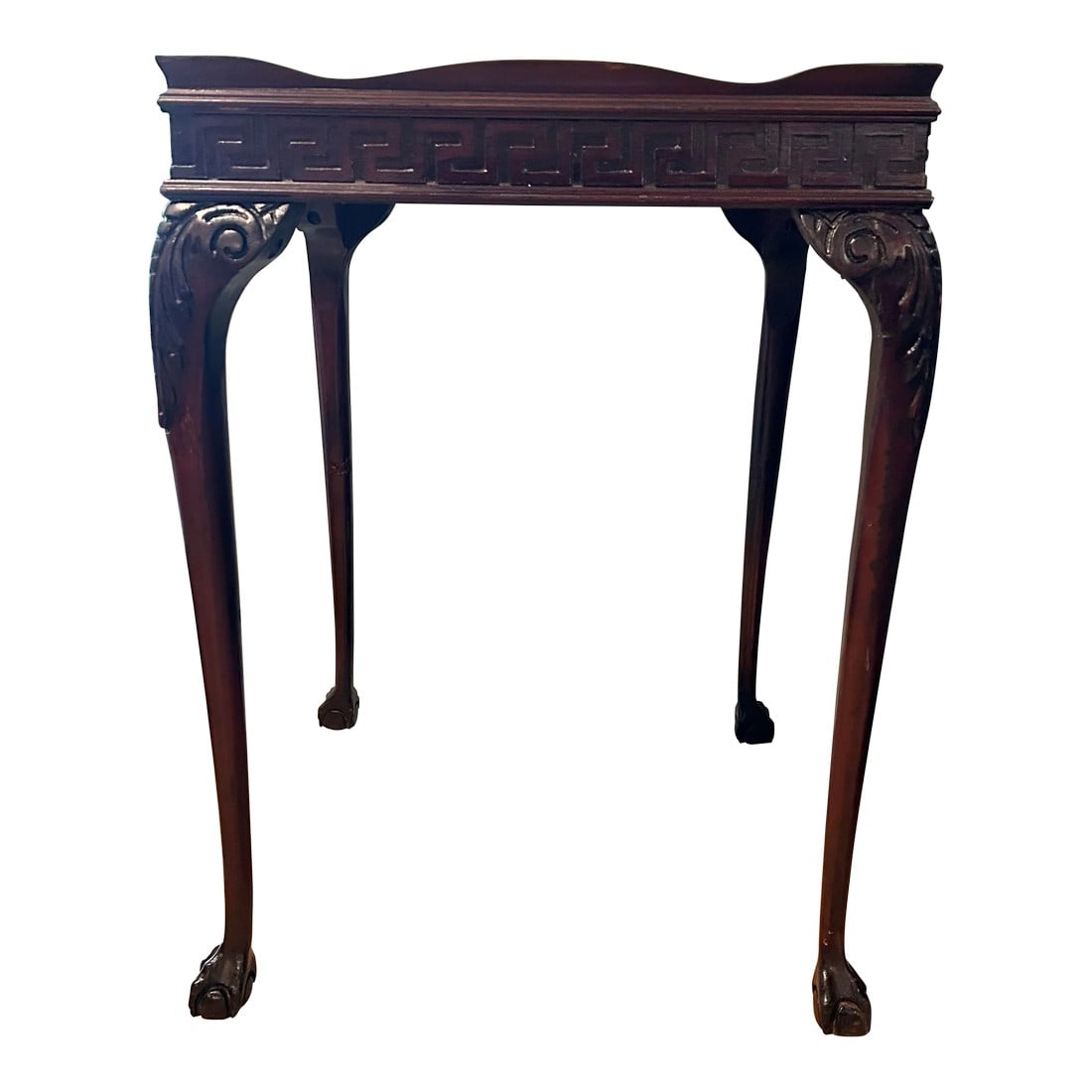 Early to Mid 20th Century Square Mahogany Chippendale Ball and Claw Foot Table With Leather Top and (1 of 12)