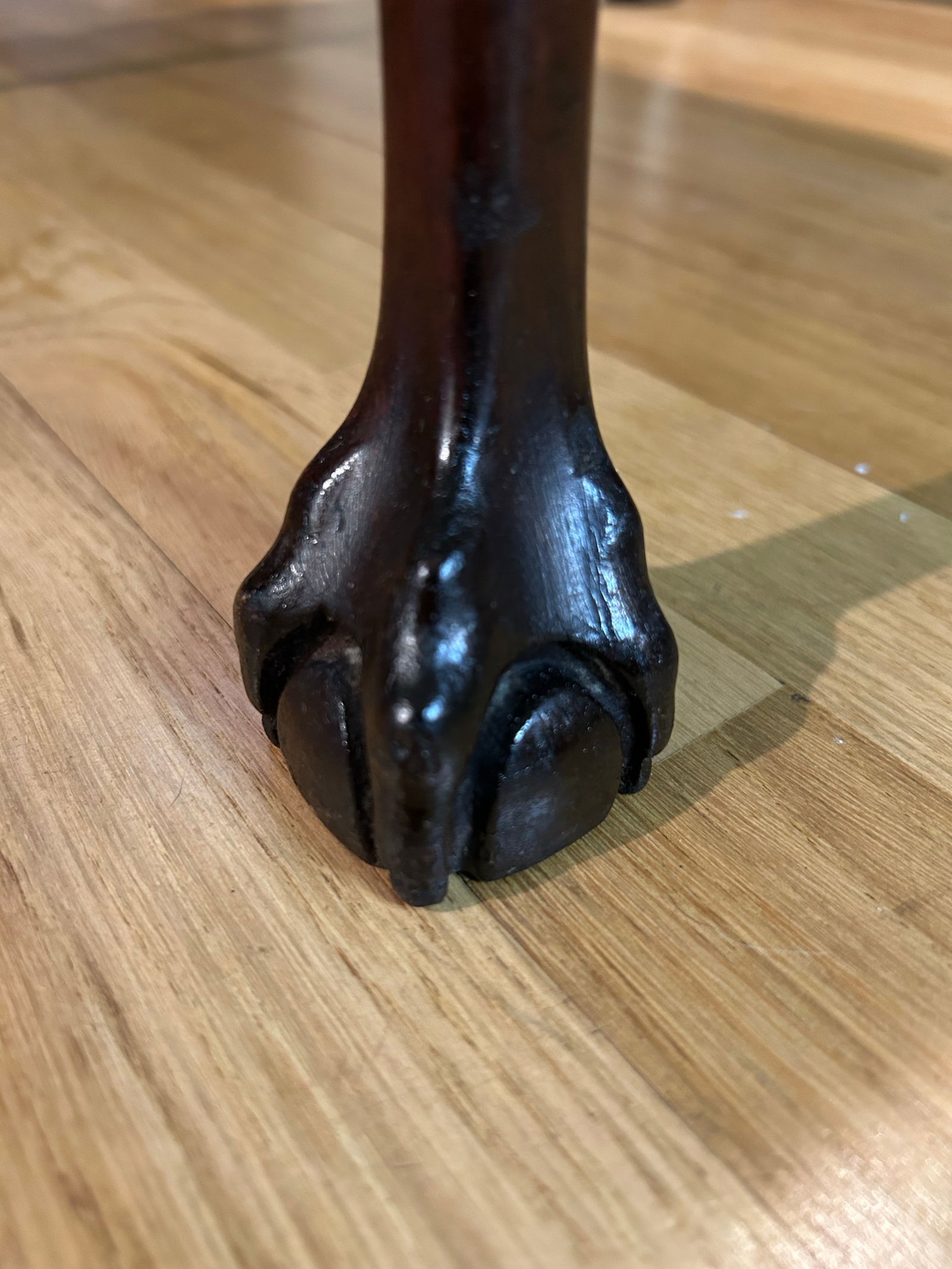 Early to Mid 20th Century Square Mahogany Chippendale Ball and Claw Foot Table With Leather Top and - 9