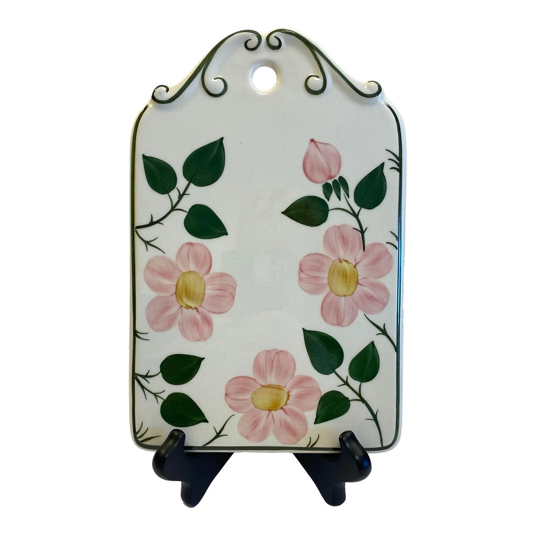 Vintage 1980s Villeroy & Boch Wild Rose Porcelain Cheese and Cracker Board: Bring in a bit of the warm spring weather with this vintage Villeroy and Boch porcelain cheese and cracker board. The back stamp shows that this piece was made in West Germany, dating the piece to