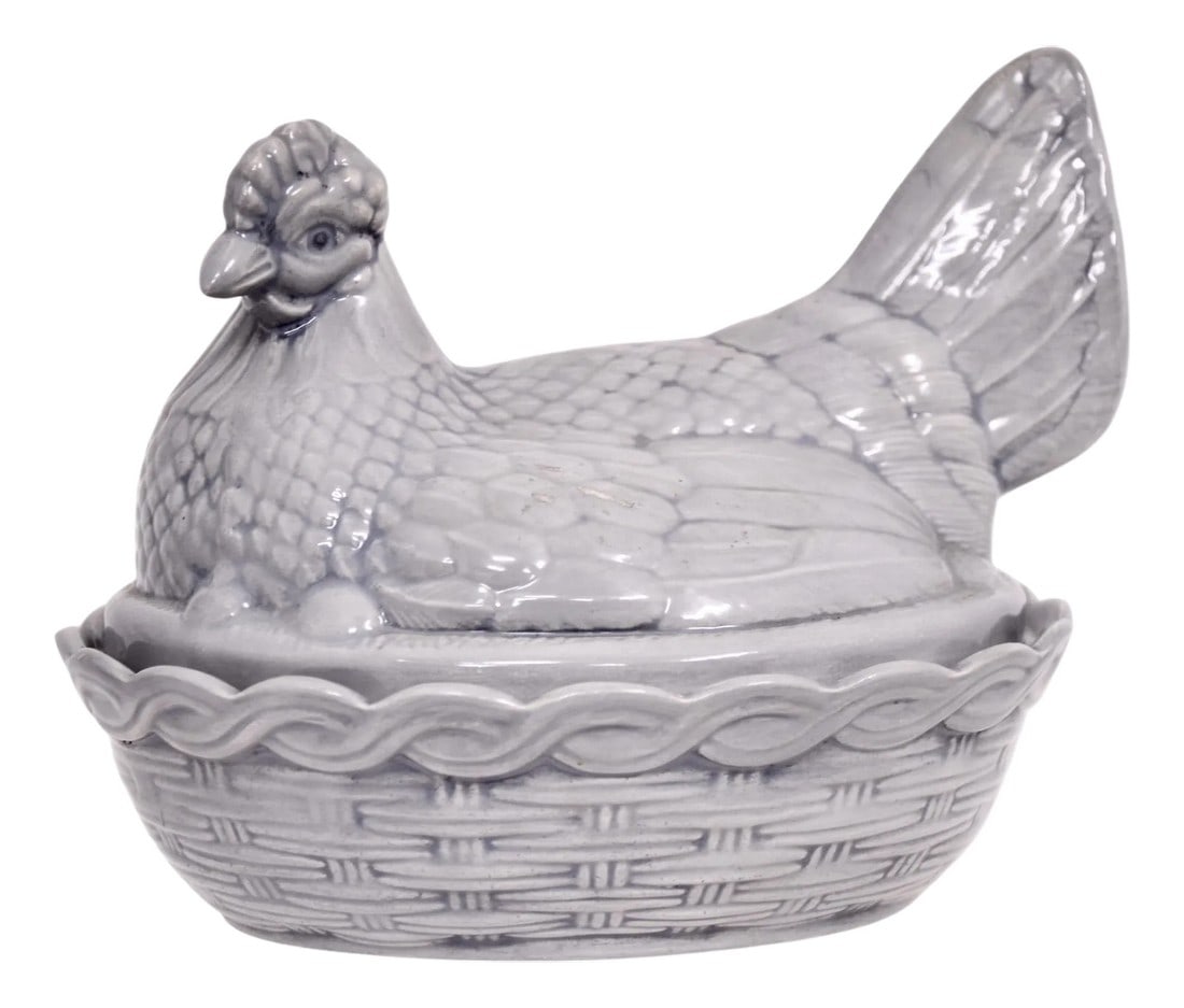 Gray Ceramic Farmhouse Hen Bowl (1 of 6)