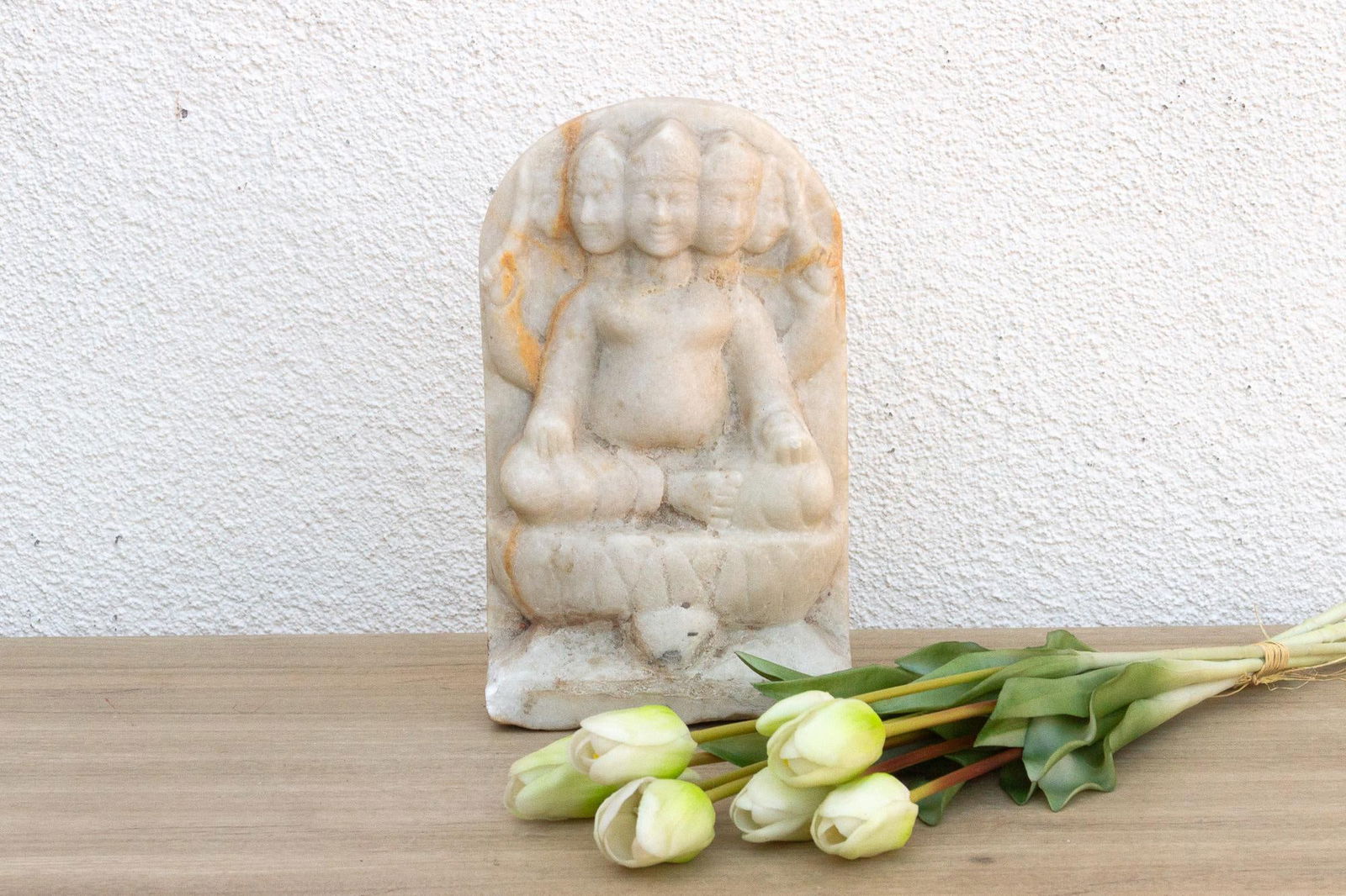 Antique White Marble Indian Deity Sculpture - 2