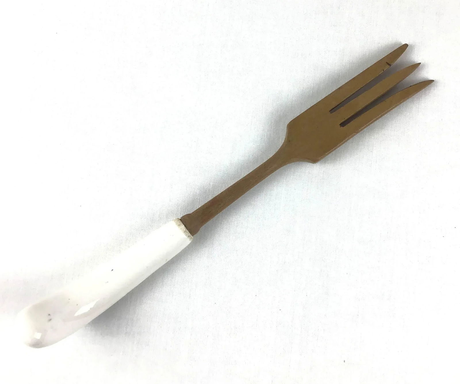 Delftware Style Ceramic and Wood Fork - 3