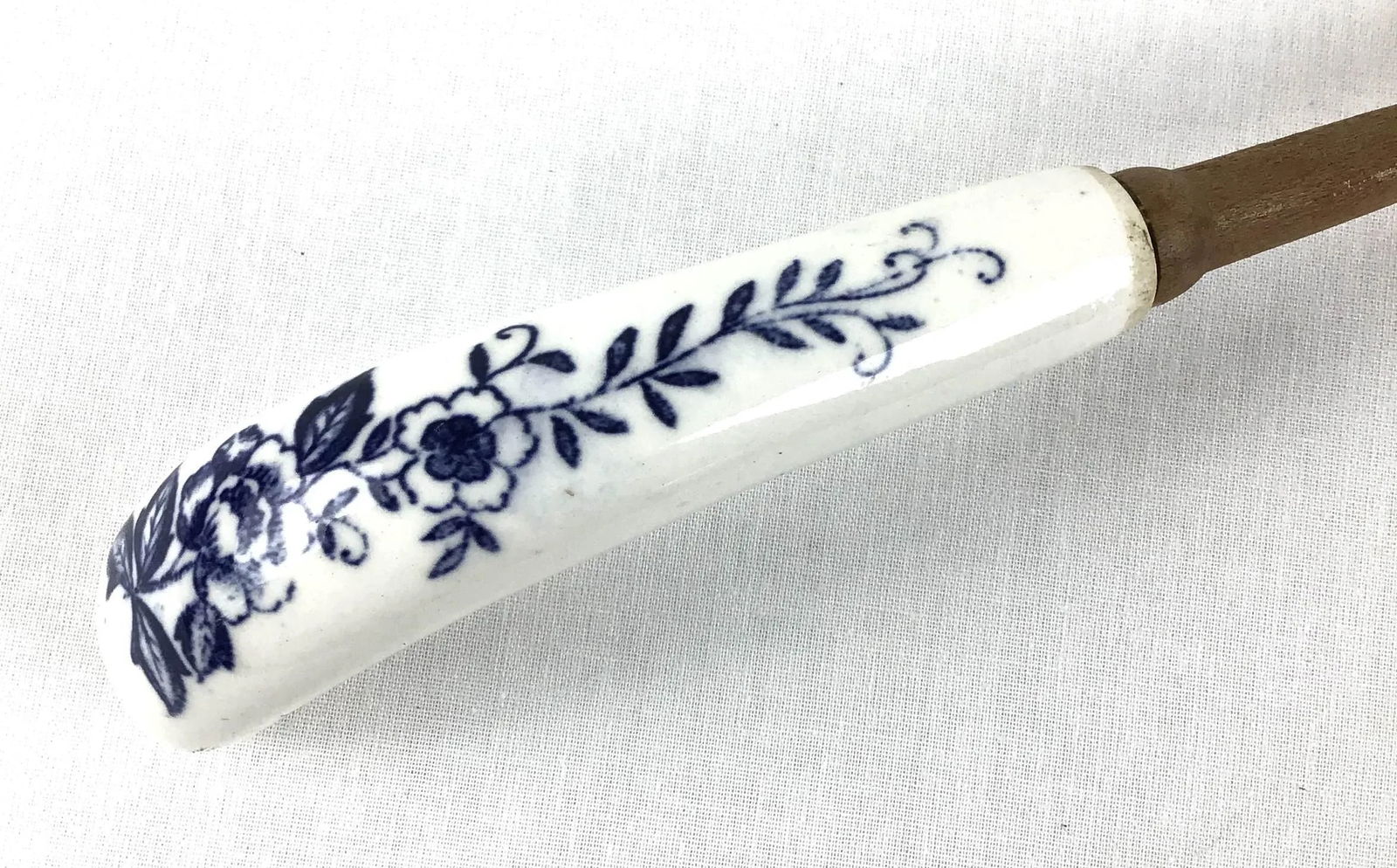 Delftware Style Ceramic and Wood Fork - 4