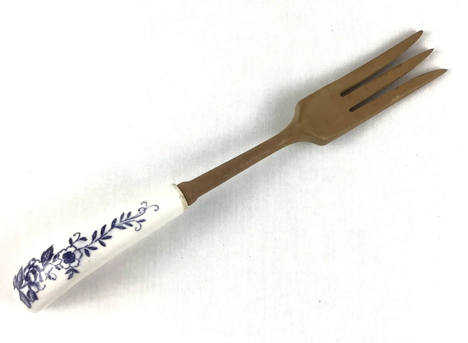 Delftware Style Ceramic and Wood Fork - 5