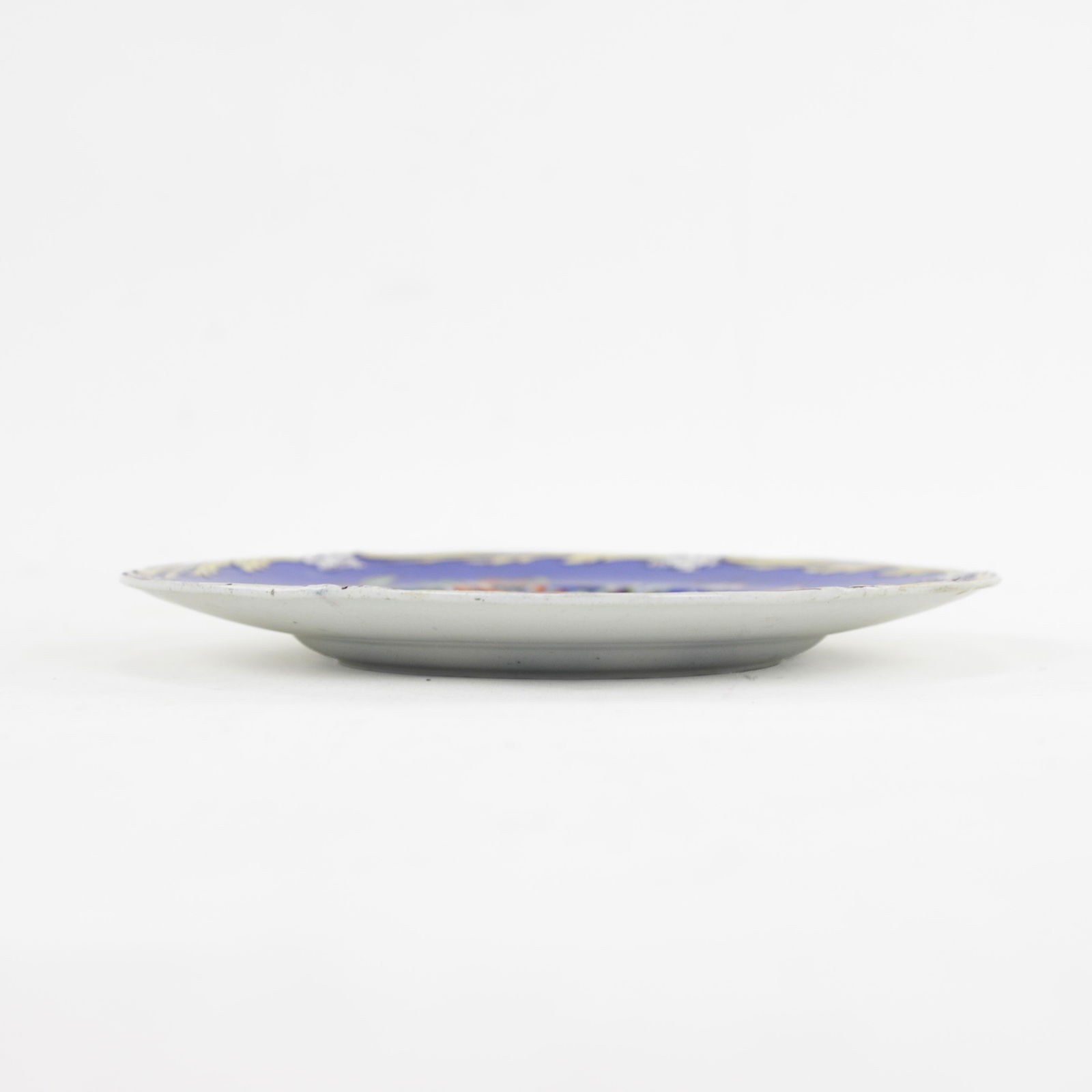 Antique Royal Blue Porcelain Plate "“ Floral & Fruit Motif - 2