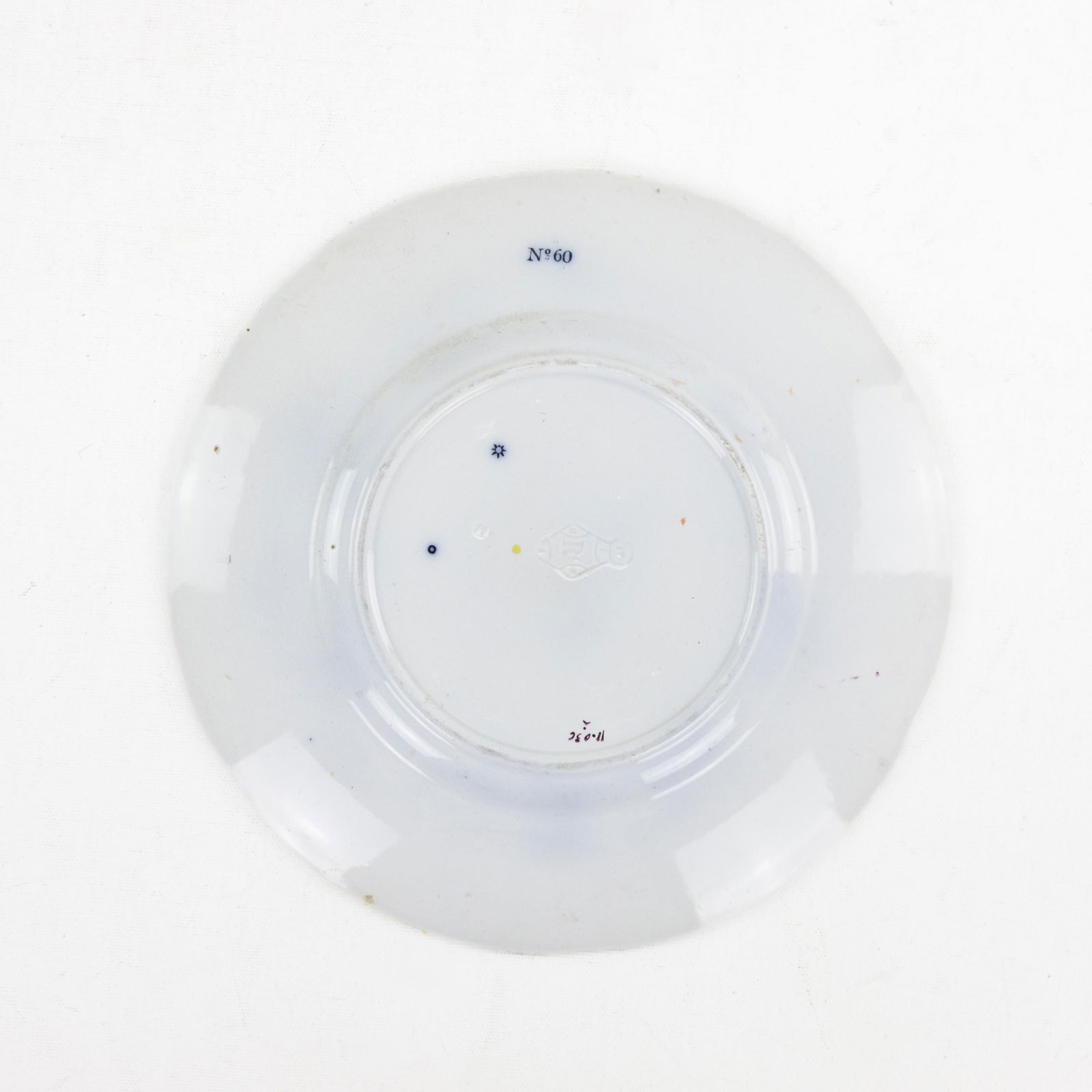 Antique Royal Blue Porcelain Plate "“ Floral & Fruit Motif - 3