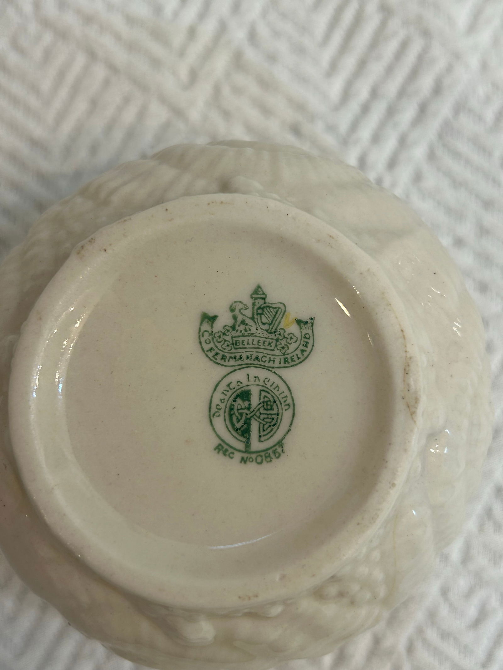 1950's Belleek "œToy Shell" Porcelain Open Sugar Bowl - 5