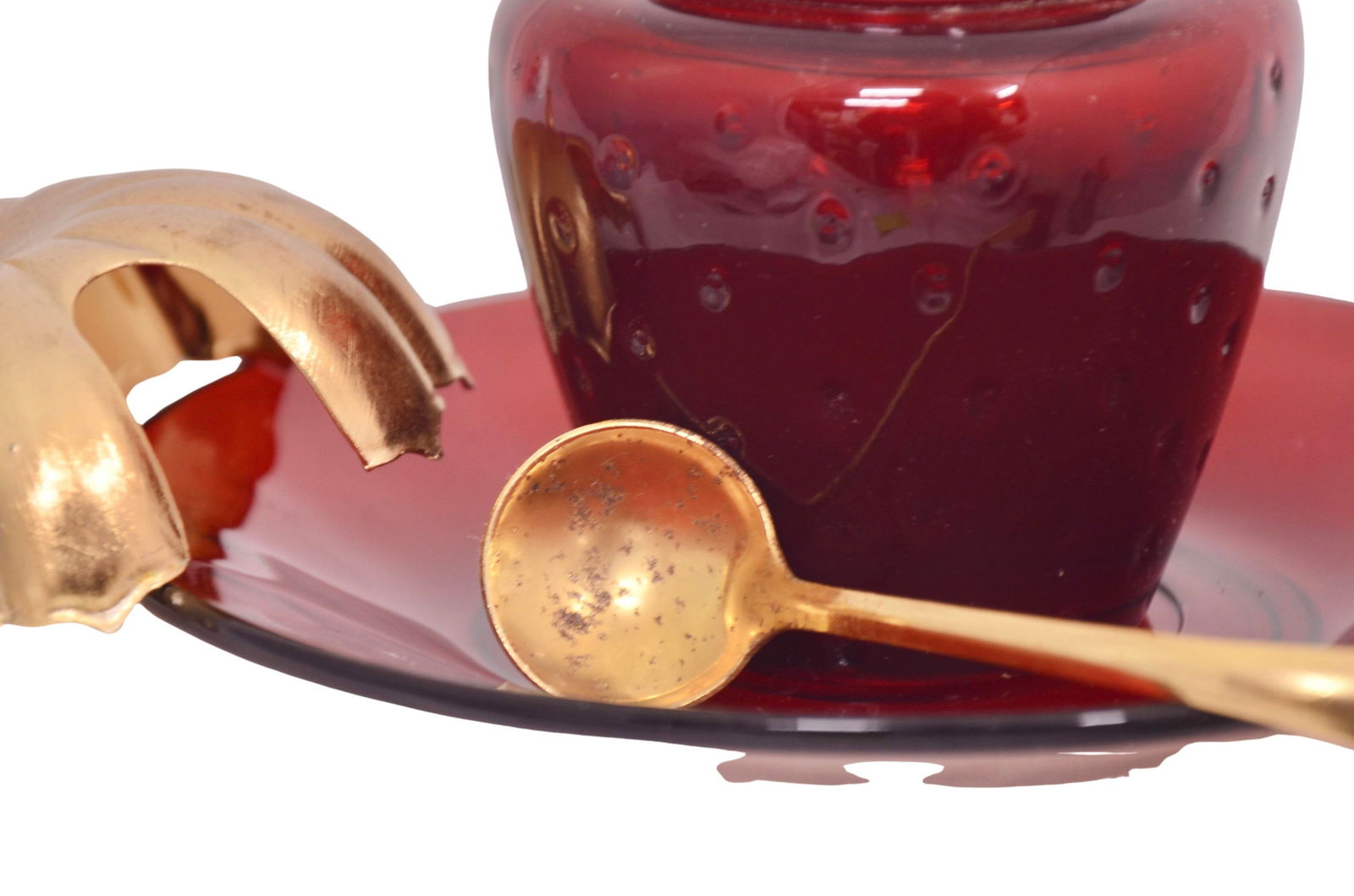 Ruby Red Jelly Serving Set - 4 Pieces - 5