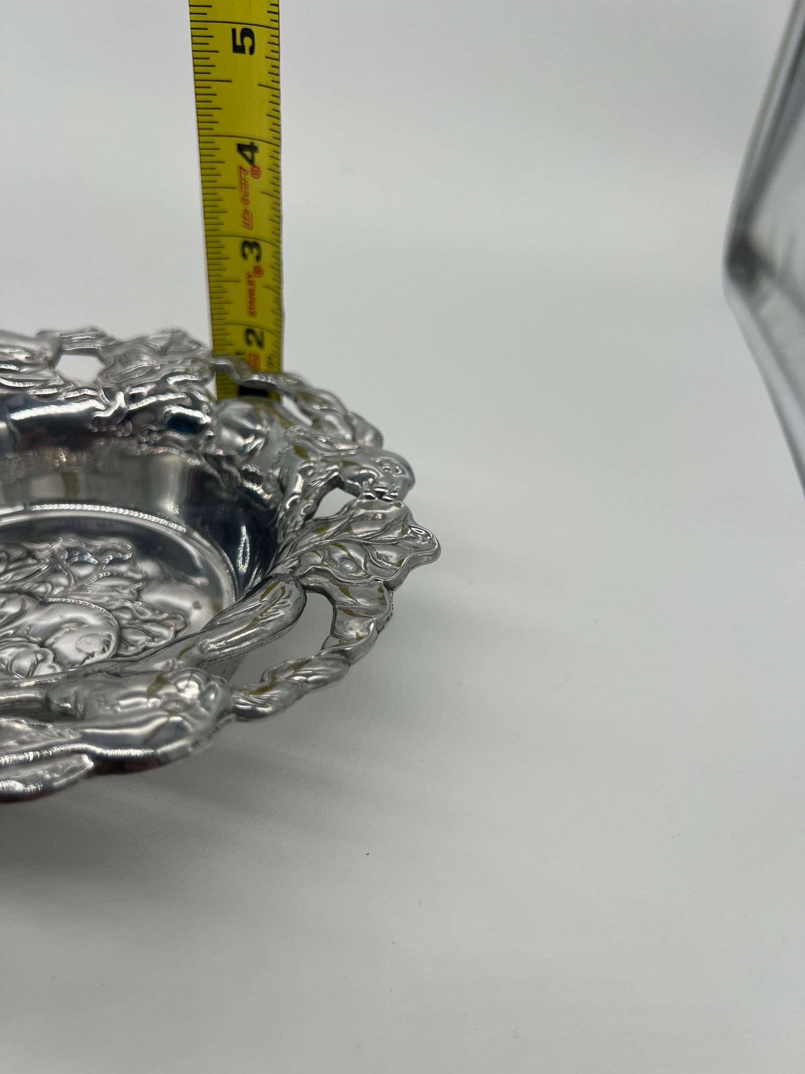 Vtg 2003 Arthur Court Embossed Bunny Rabbit Cabbage Aluminum Serving Bowl Easter - 3