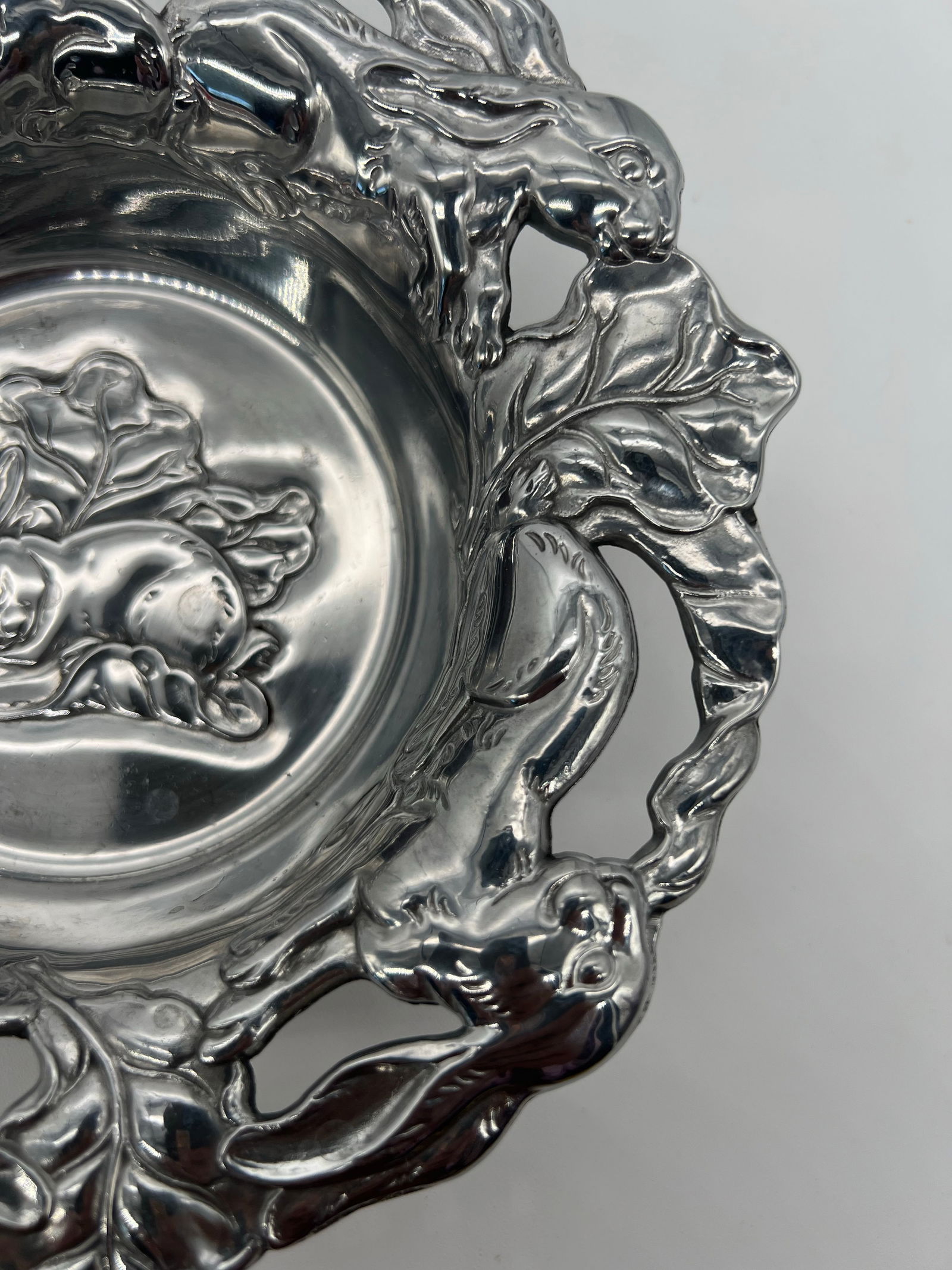 Vtg 2003 Arthur Court Embossed Bunny Rabbit Cabbage Aluminum Serving Bowl Easter - 4