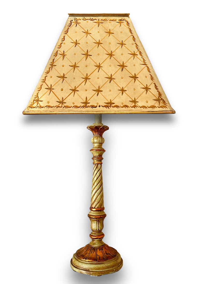 1990s Michael Berman Venetian Florentine Giltwood Style Table Lamp, Signed - 9