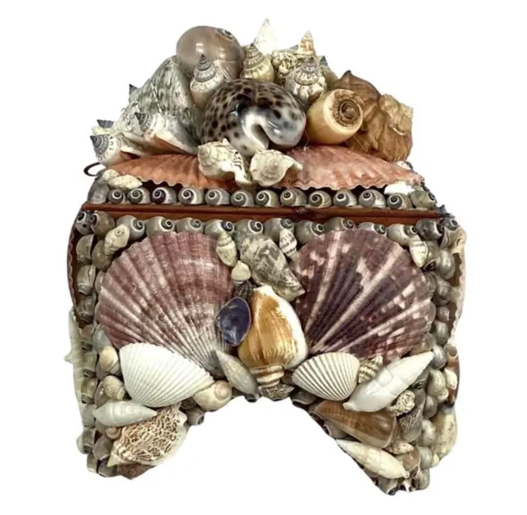 Seashell Encrusted Jewelry Box, Vintage Coastal - 4