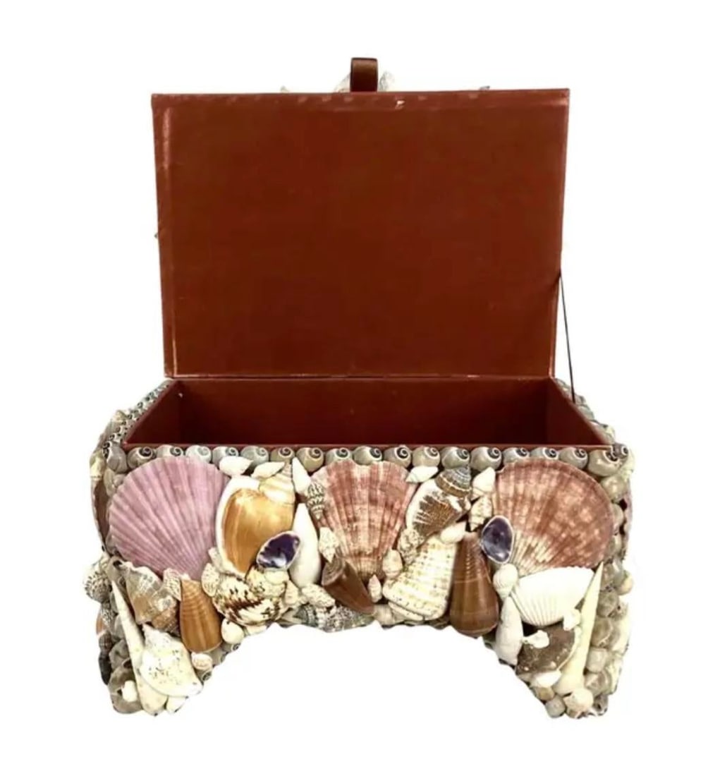 Seashell Encrusted Jewelry Box, Vintage Coastal - 7