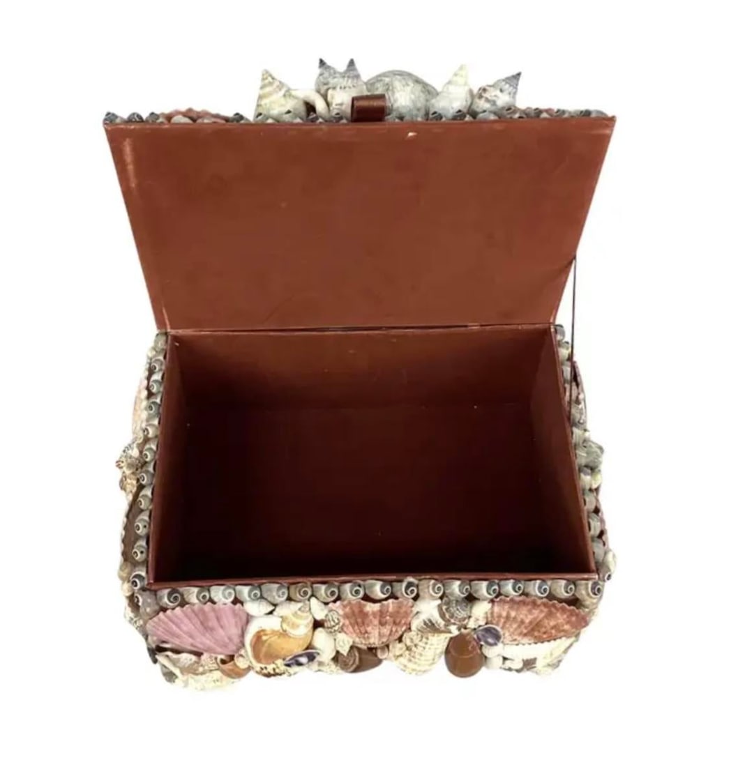 Seashell Encrusted Jewelry Box, Vintage Coastal - 8