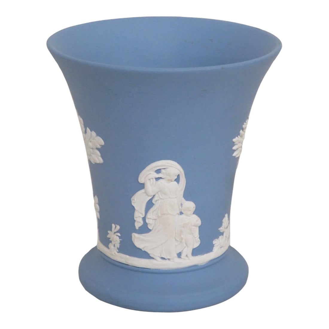 Wedgwood Blue Jasperware Grecian Women and Cherubs Trumpet Vase Posy Pot 4379b (1 of 12)