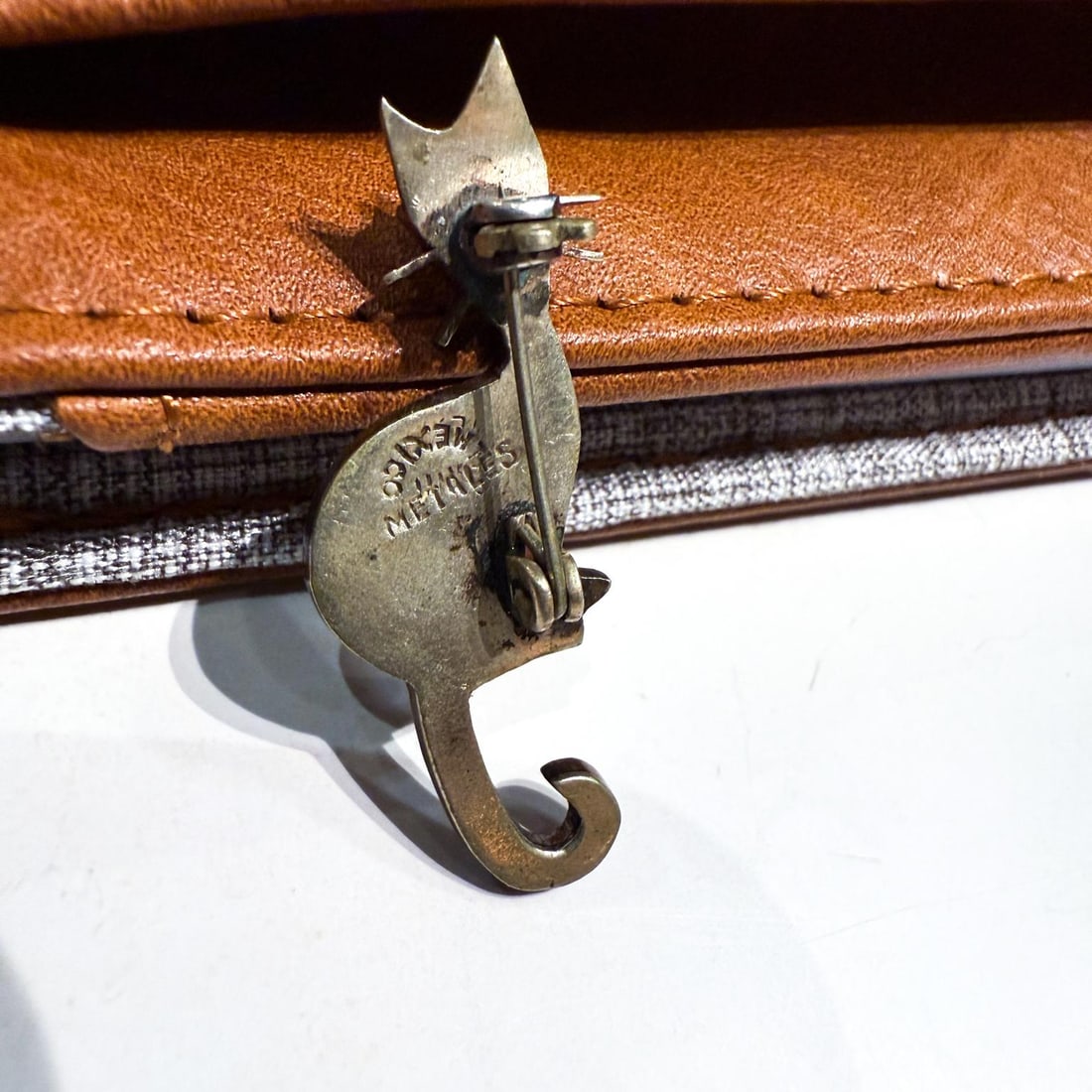 1950s Mixed Metal Cat Pin Chato Castillo Taxco - 10