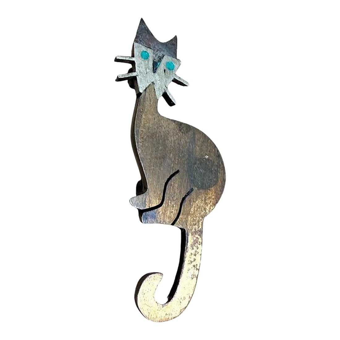 1950s Mixed Metal Cat Pin Chato Castillo Taxco (1 of 12)