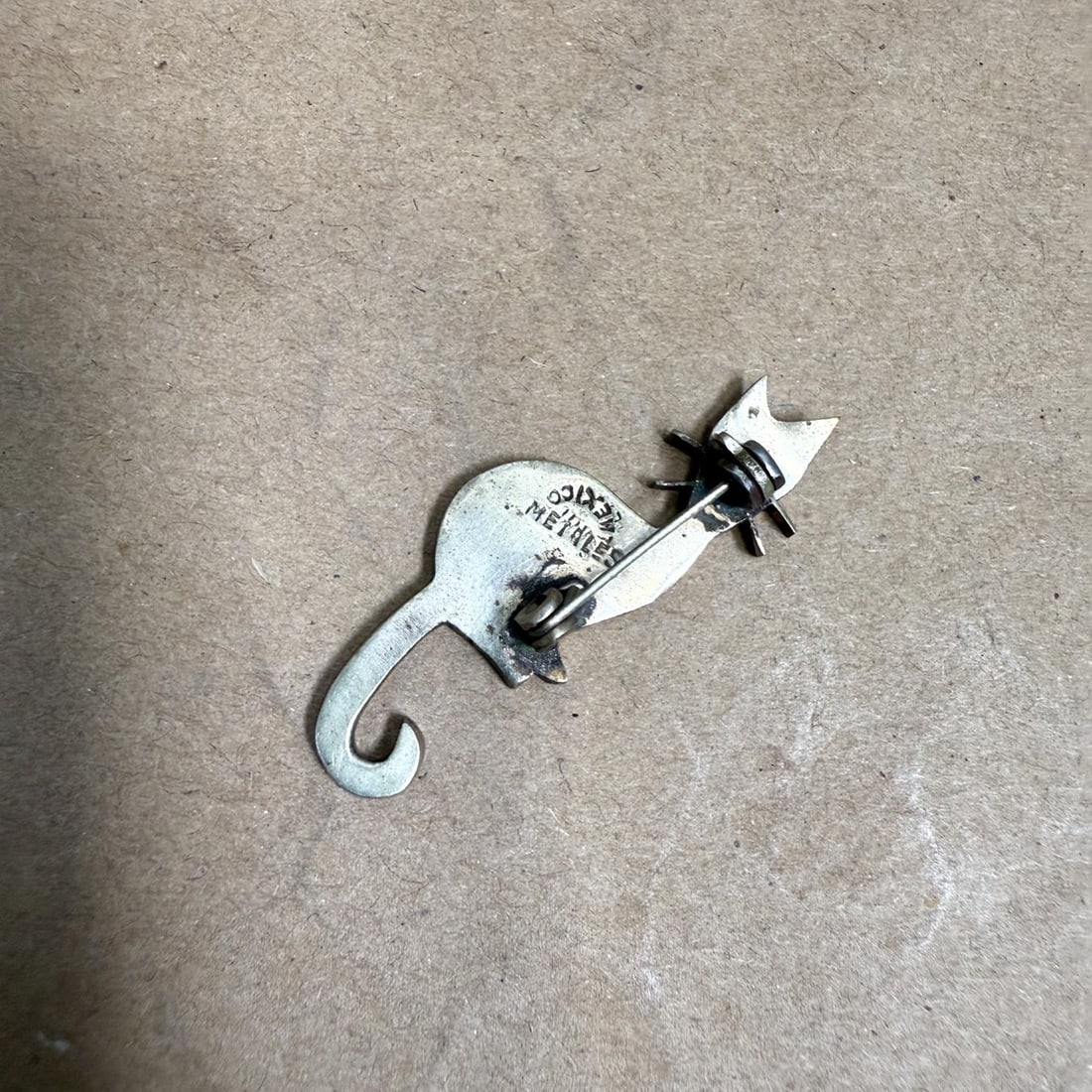 1950s Mixed Metal Cat Pin Chato Castillo Taxco - 3