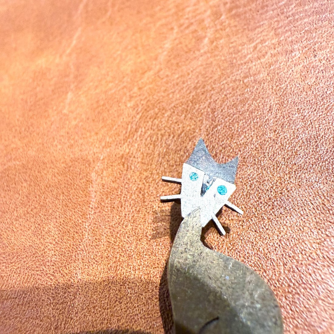 1950s Mixed Metal Cat Pin Chato Castillo Taxco - 7