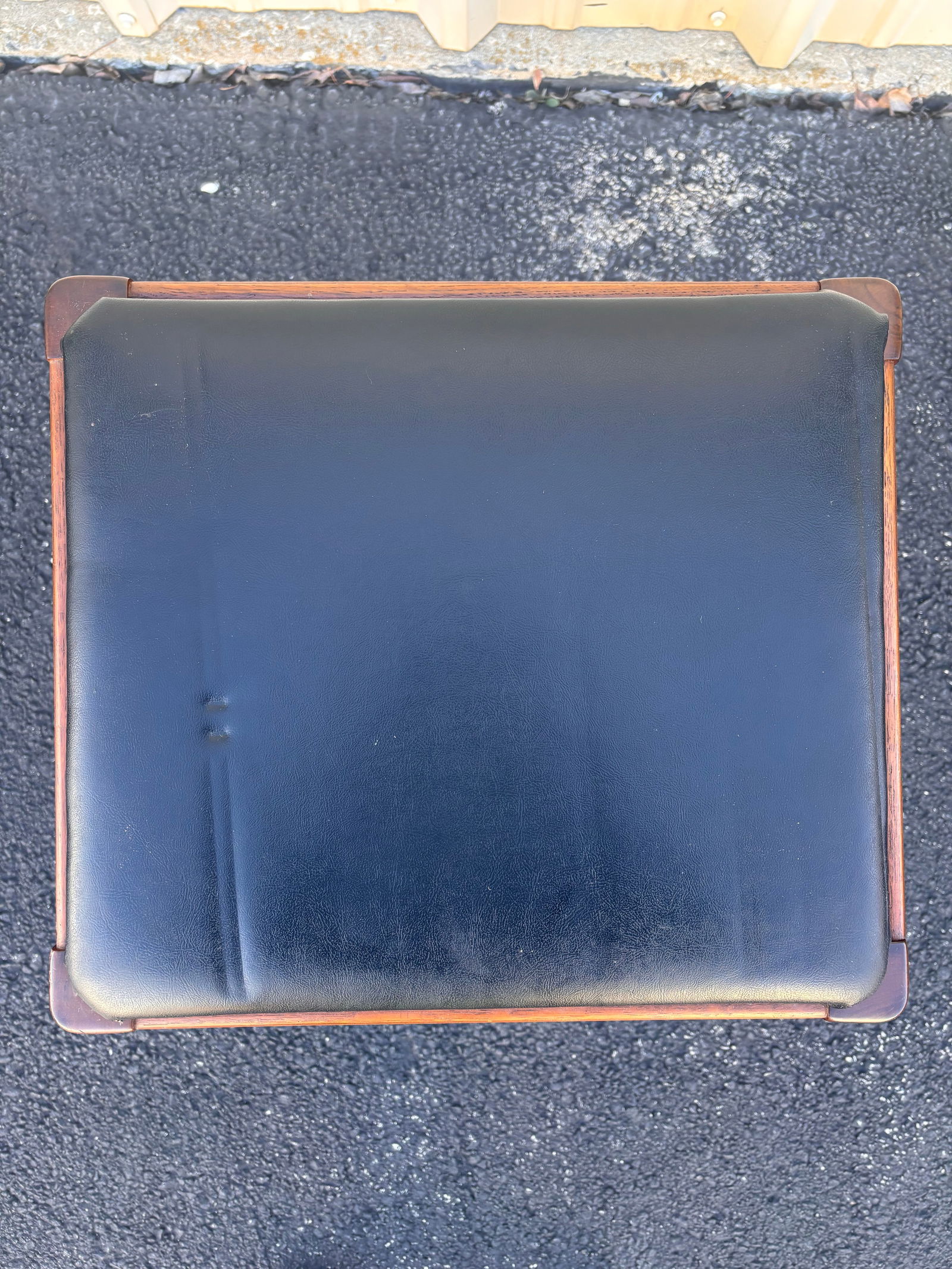 1960s Vinyl and Walnut Vanity Stool - 10