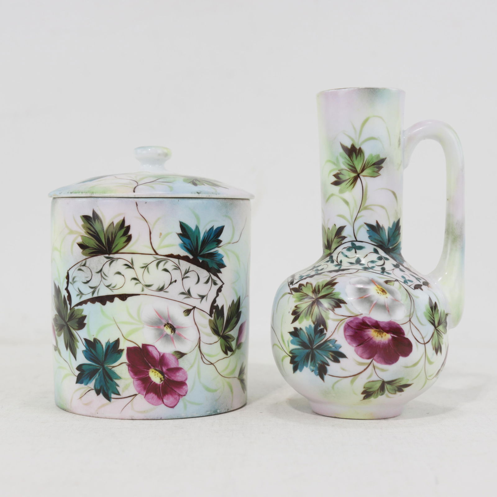 Vintage Victorian Hand-Painted Floral Canister & Pitcher Set - 11