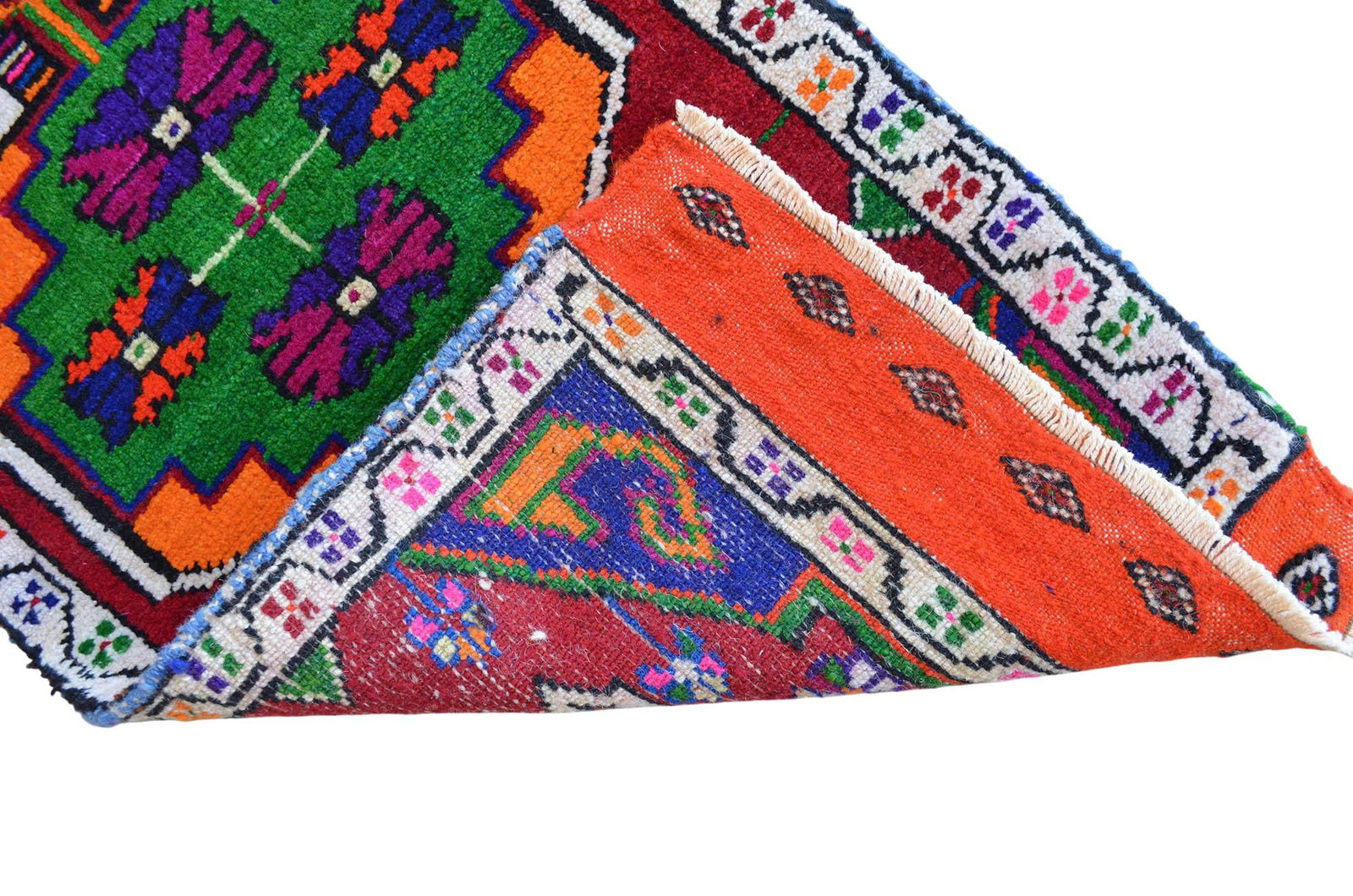 Hand Made Rug. Colorful Oushak Rug, Bath Mat, Kitchen Sink Decor Doormat 1'6" X 3'1" - 10