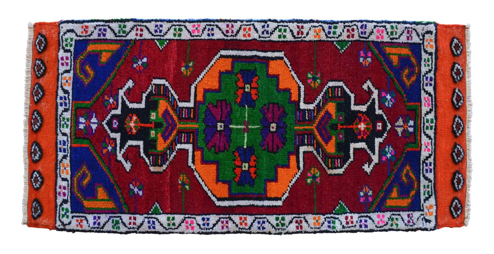 Hand Made Rug. Colorful Oushak Rug, Bath Mat, Kitchen Sink Decor Doormat 1'6" X 3'1" - 6