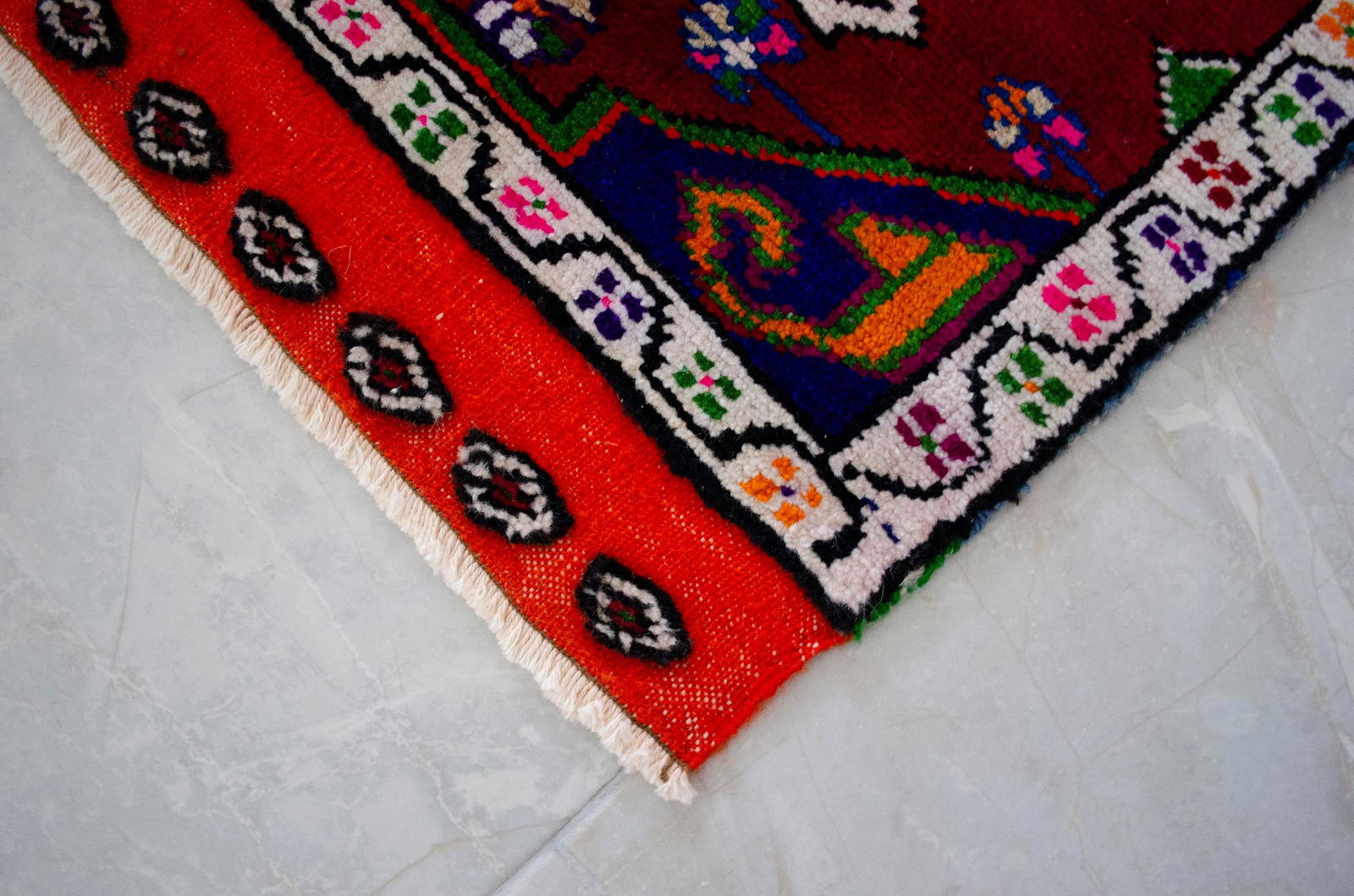 Hand Made Rug. Colorful Oushak Rug, Bath Mat, Kitchen Sink Decor Doormat 1'6" X 3'1" - 9