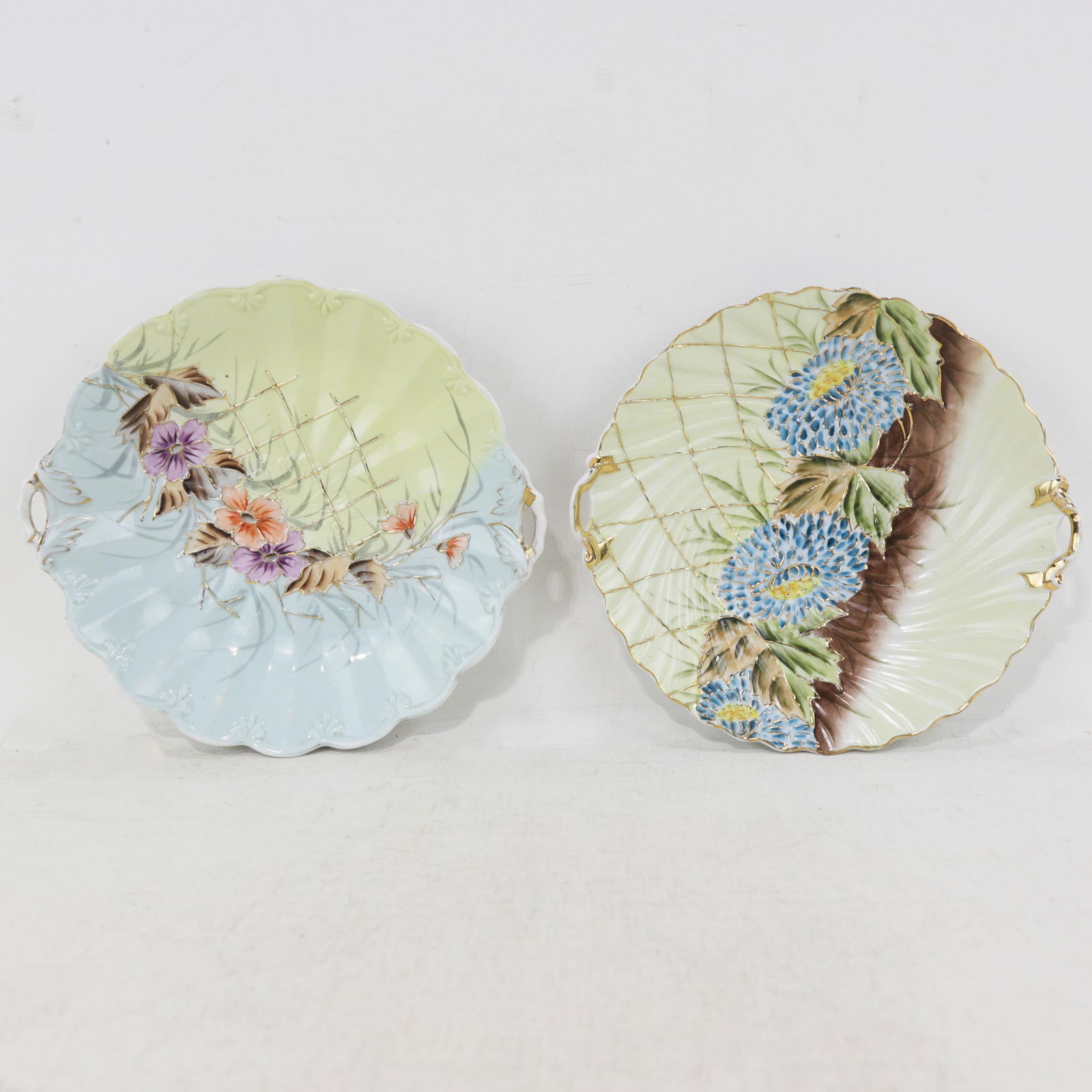 Set of Two Vintage Hand-Painted Porcelain Serving Trays With Floral Design - 9