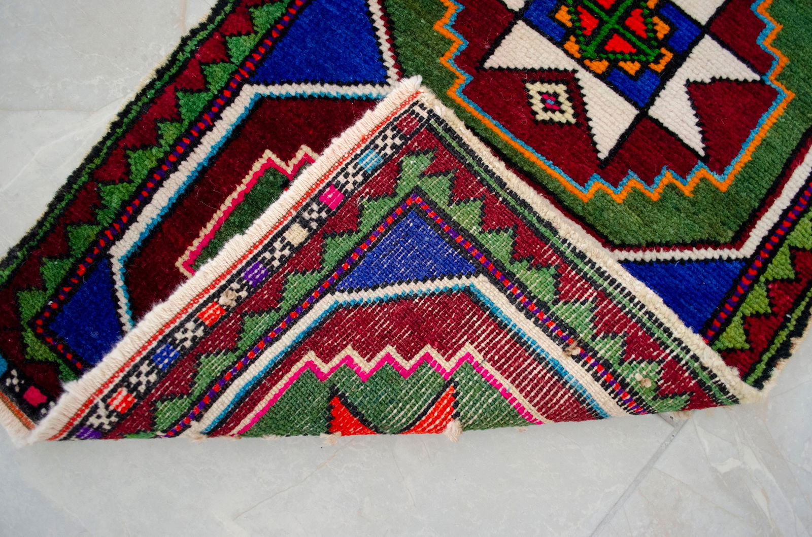 Hand Knotted Oushak Rug. Colorful Rug, Bath Mat, Laundry Decor 1'6" X 2'11" - 11