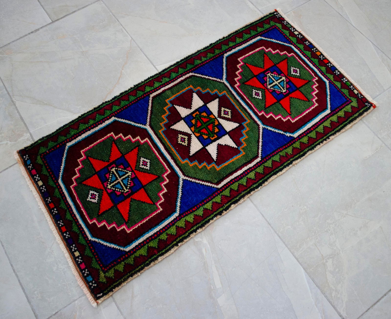 Hand Knotted Oushak Rug. Colorful Rug, Bath Mat, Laundry Decor 1'6" X 2'11" - 6