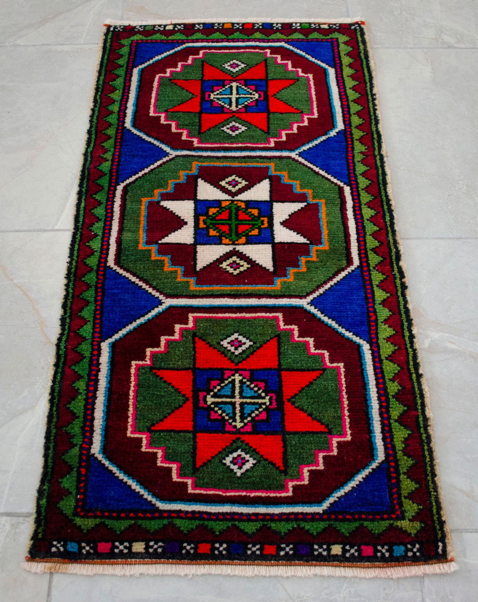 Hand Knotted Oushak Rug. Colorful Rug, Bath Mat, Laundry Decor 1'6" X 2'11" - 7