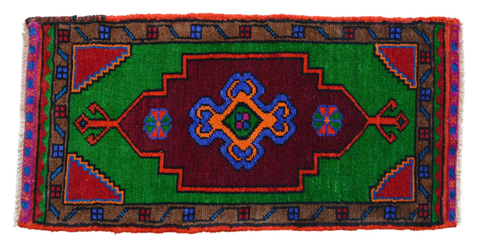 Hand Knotted Oushak Rug. Colorful Rug, Bath Mat, Laundry Decor 1'6" X 3' - 6