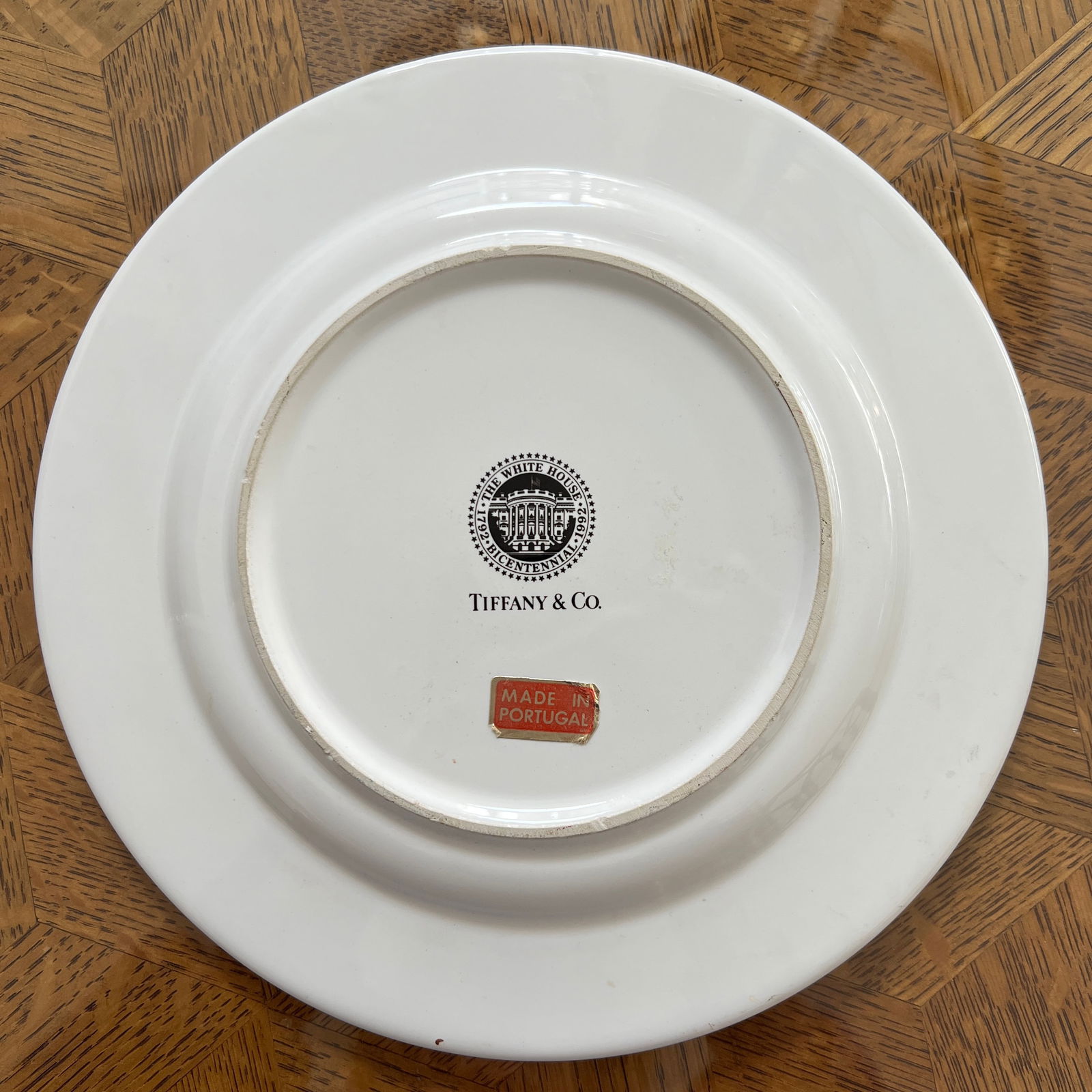 Tiffany & Co. Whitehouse Bicentennial Plate Made in Portugal, 1992 - 2