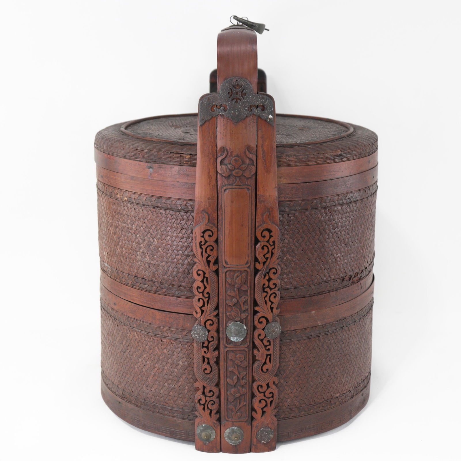 Large Chinese Two-Tier Woven Bamboo Wedding Basket - 4