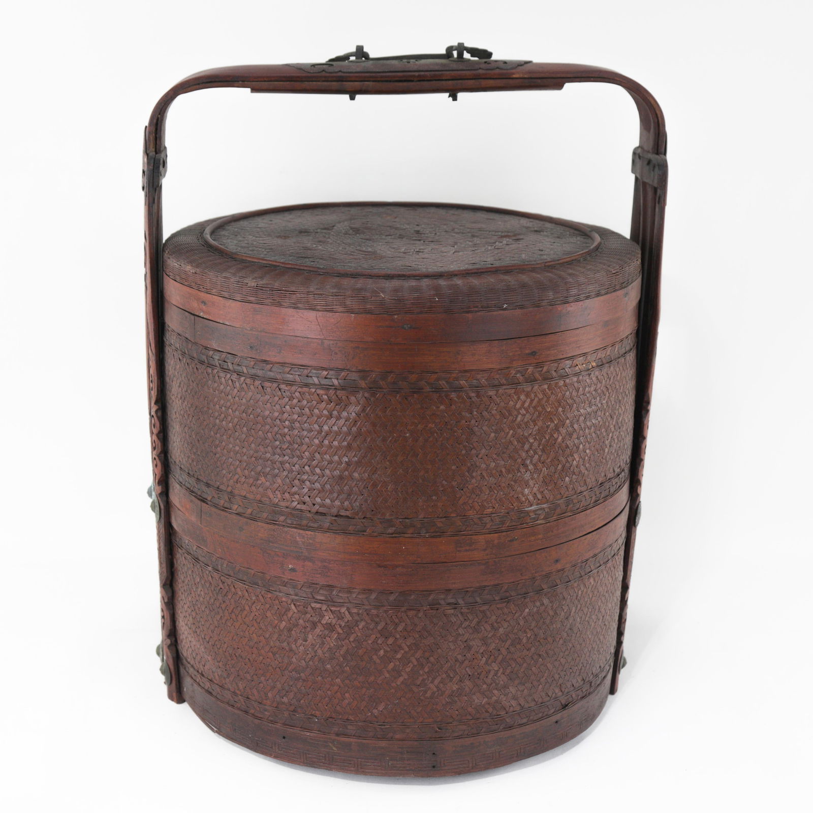 Large Chinese Two-Tier Woven Bamboo Wedding Basket - 5