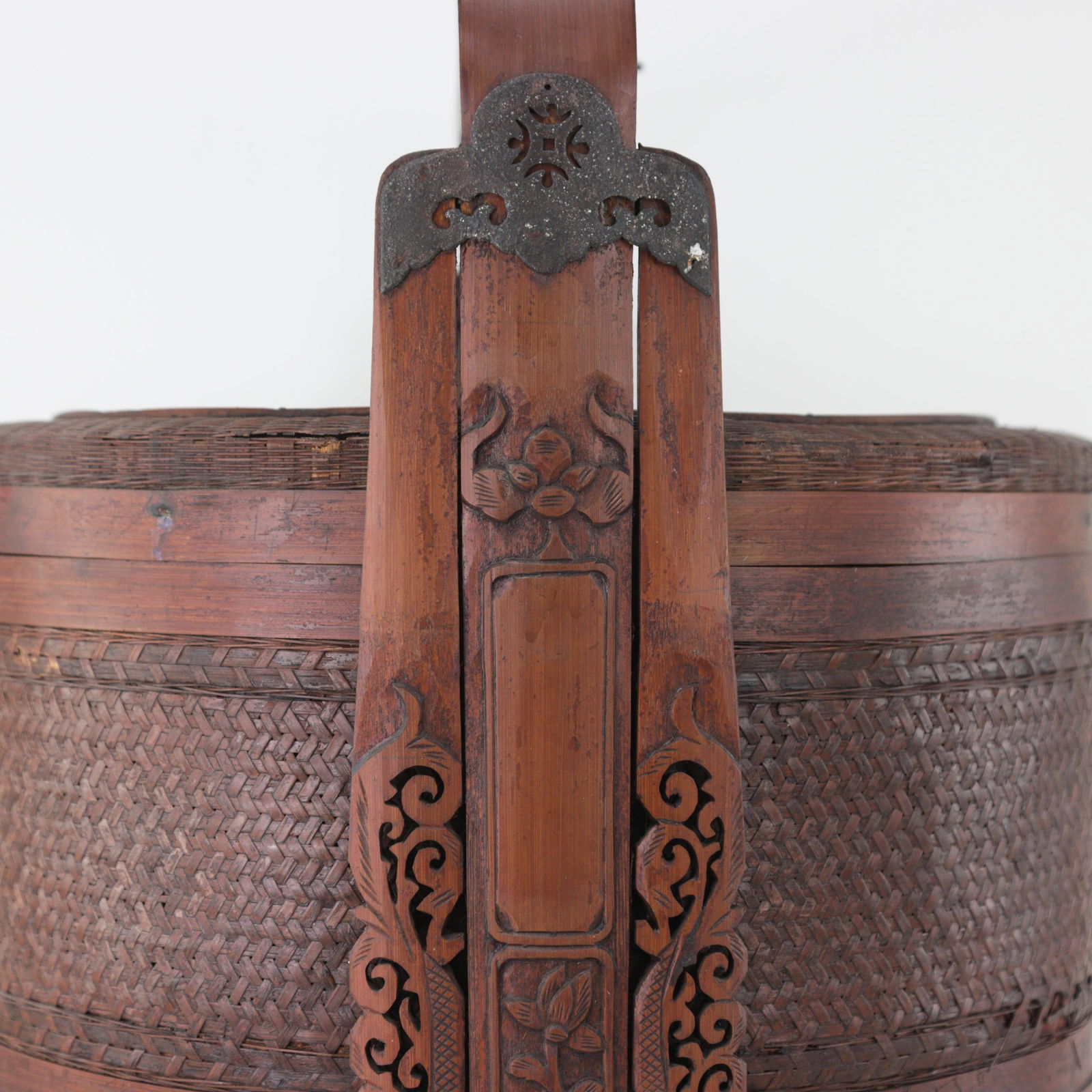 Large Chinese Two-Tier Woven Bamboo Wedding Basket - 8