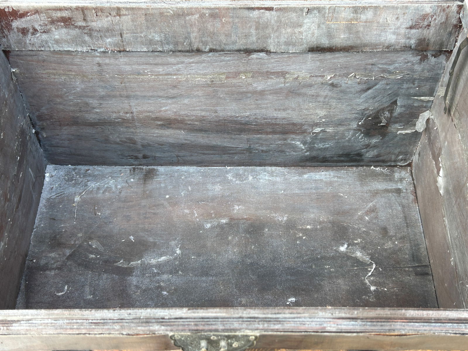 Vintage Weathered Patina Treasure Chest Shape Wood Trunk Box - 11