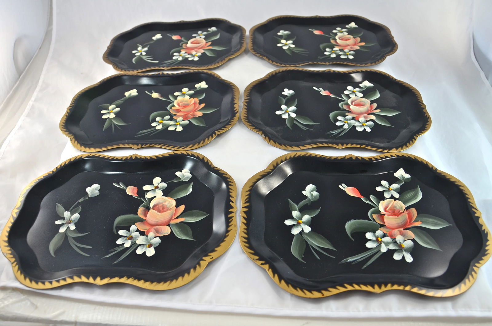 Hand-Painted Tole Trays - Set of 6 - 2