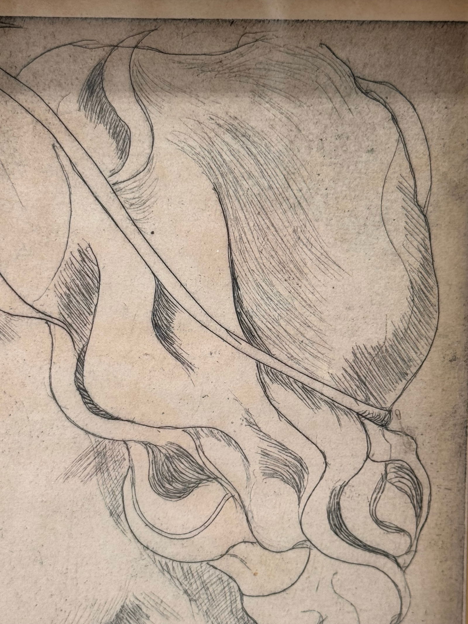 1970s Framed and Signed Pencil Portrait of a Greek Woman - 3