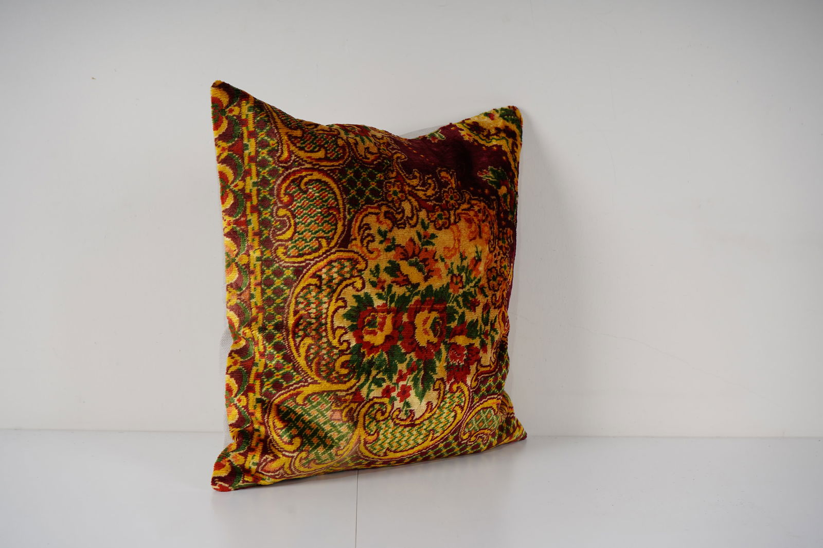 Red and Yellow Velvet Pillow Cover - 2