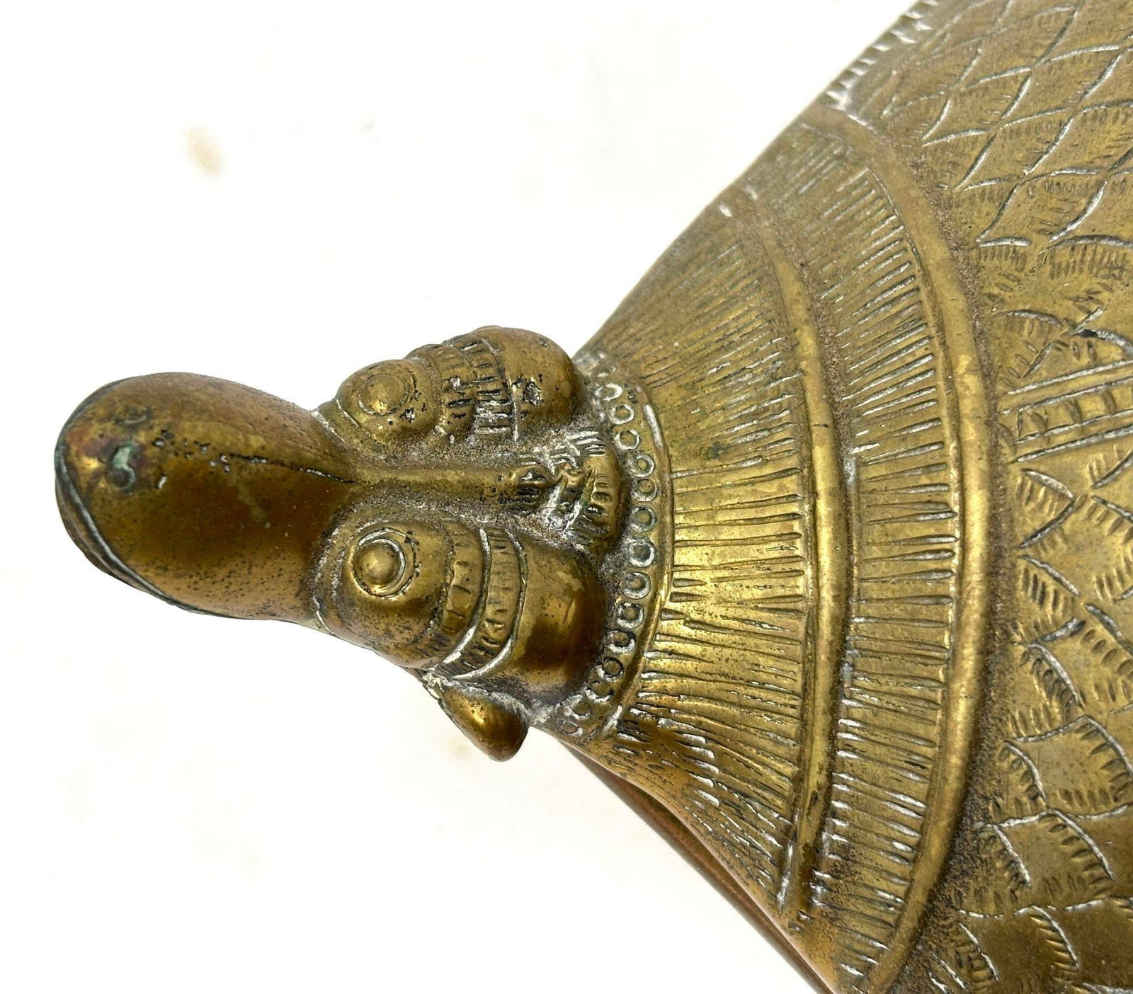 Brass Turtle Vintage Trinket Box With Peacock Finial - 8